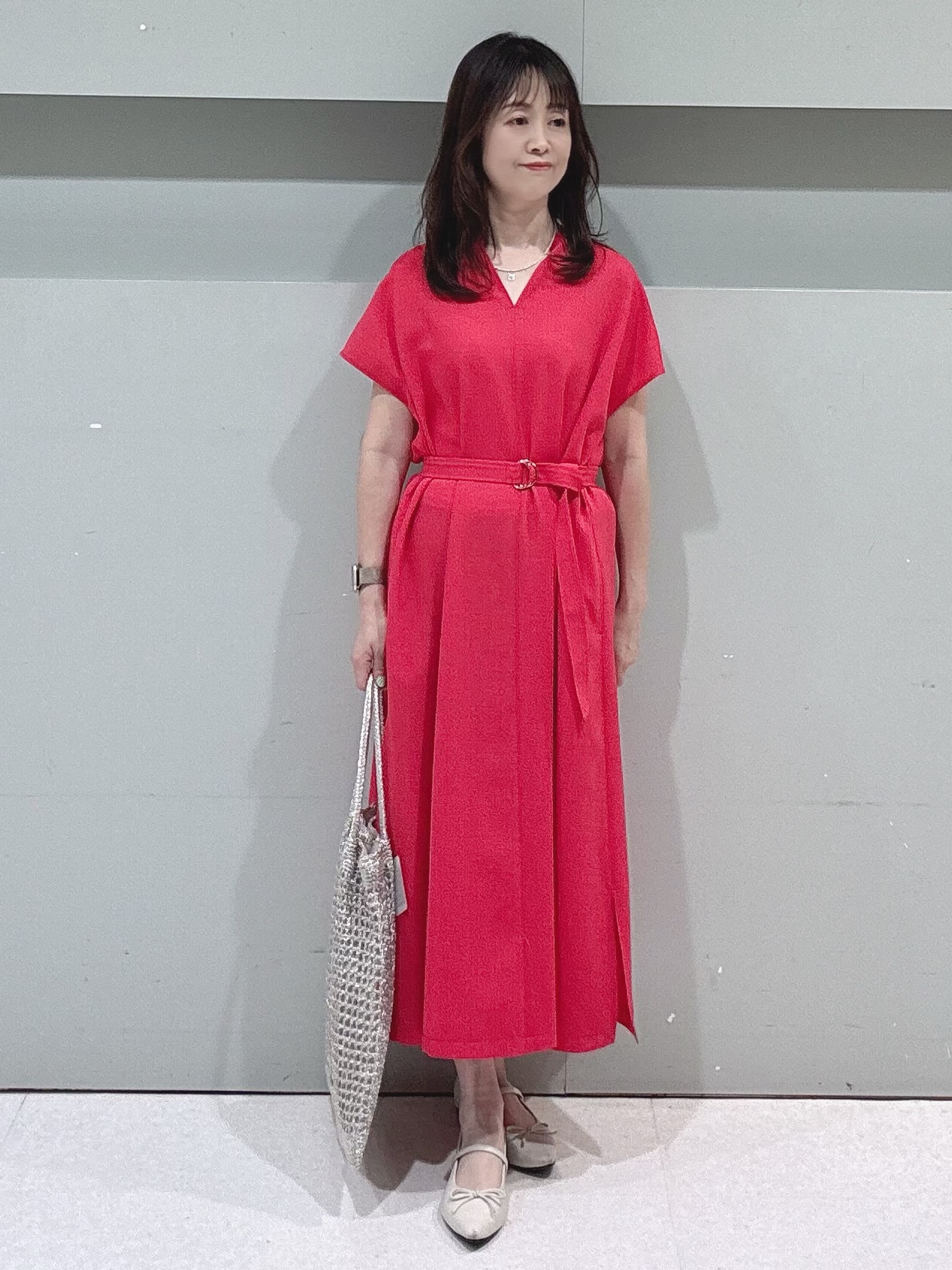 makiさんの「UNTITLED｜【UV/接触冷感/遮熱/通気性】スラブバンドカラーワンピース」を使ったコーディネート