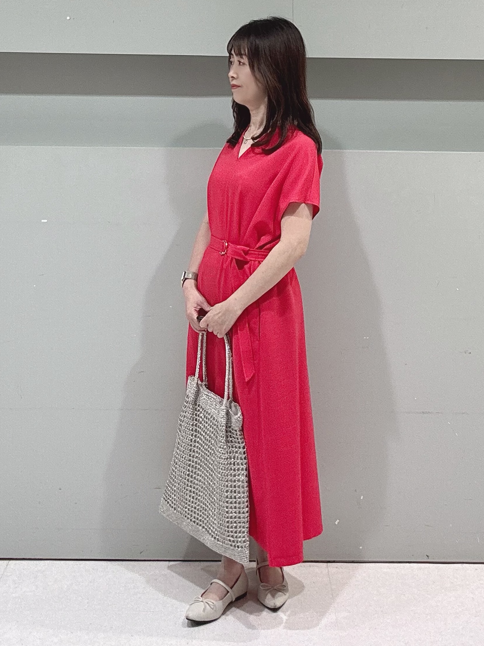 makiさんの「UNTITLED｜【UV/接触冷感/遮熱/通気性】スラブバンドカラーワンピース」を使ったコーディネート