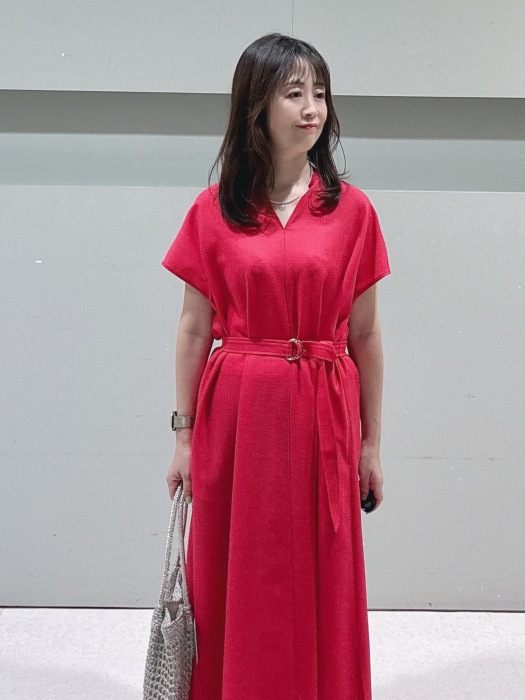makiさんの「UNTITLED｜【UV/接触冷感/遮熱/通気性】スラブバンドカラーワンピース」を使ったコーディネート