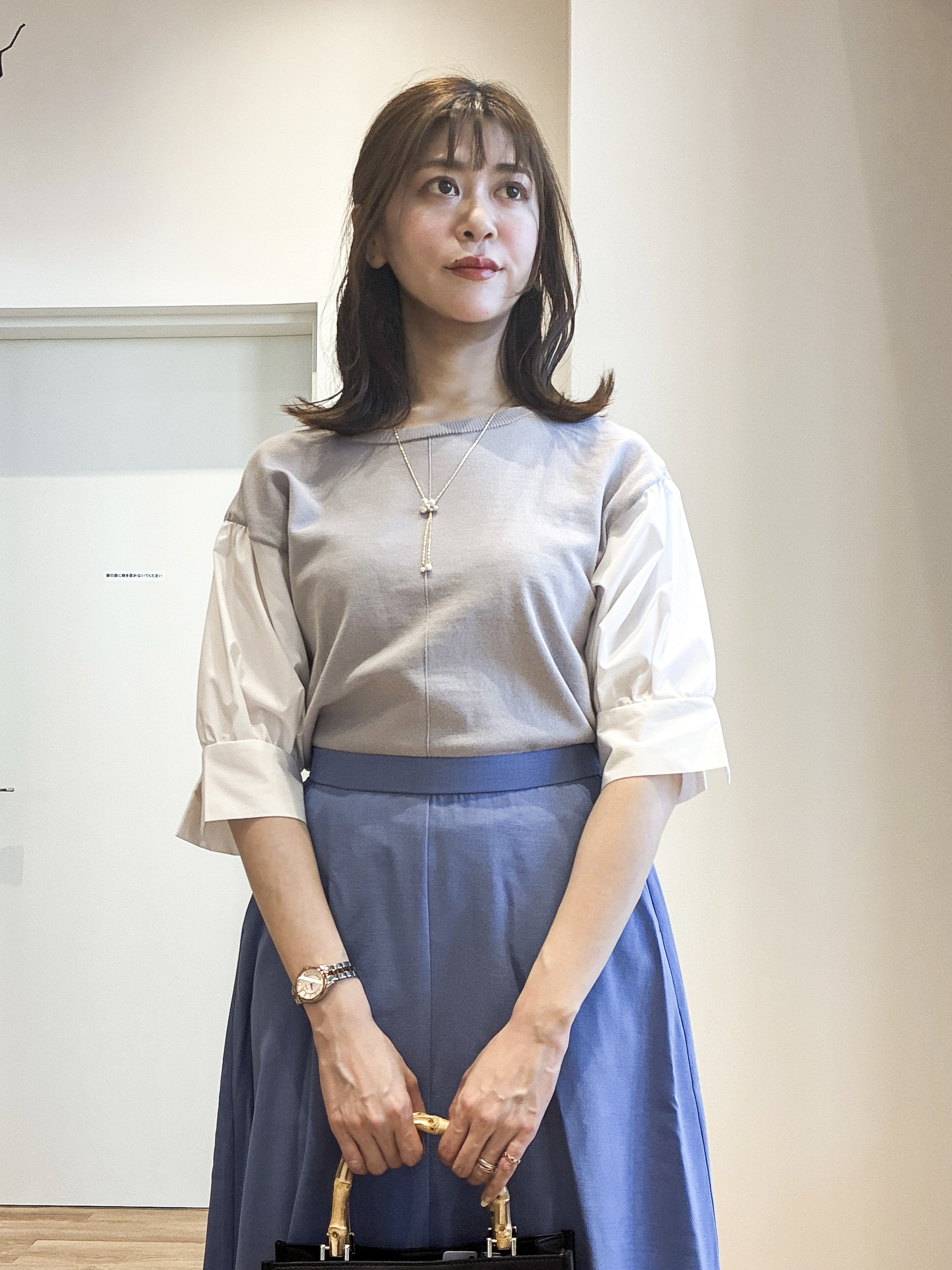 もんちゃんさんの「OPAQUE.CLIP｜ボリュームスリーブドッキングニット」を使ったコーディネート