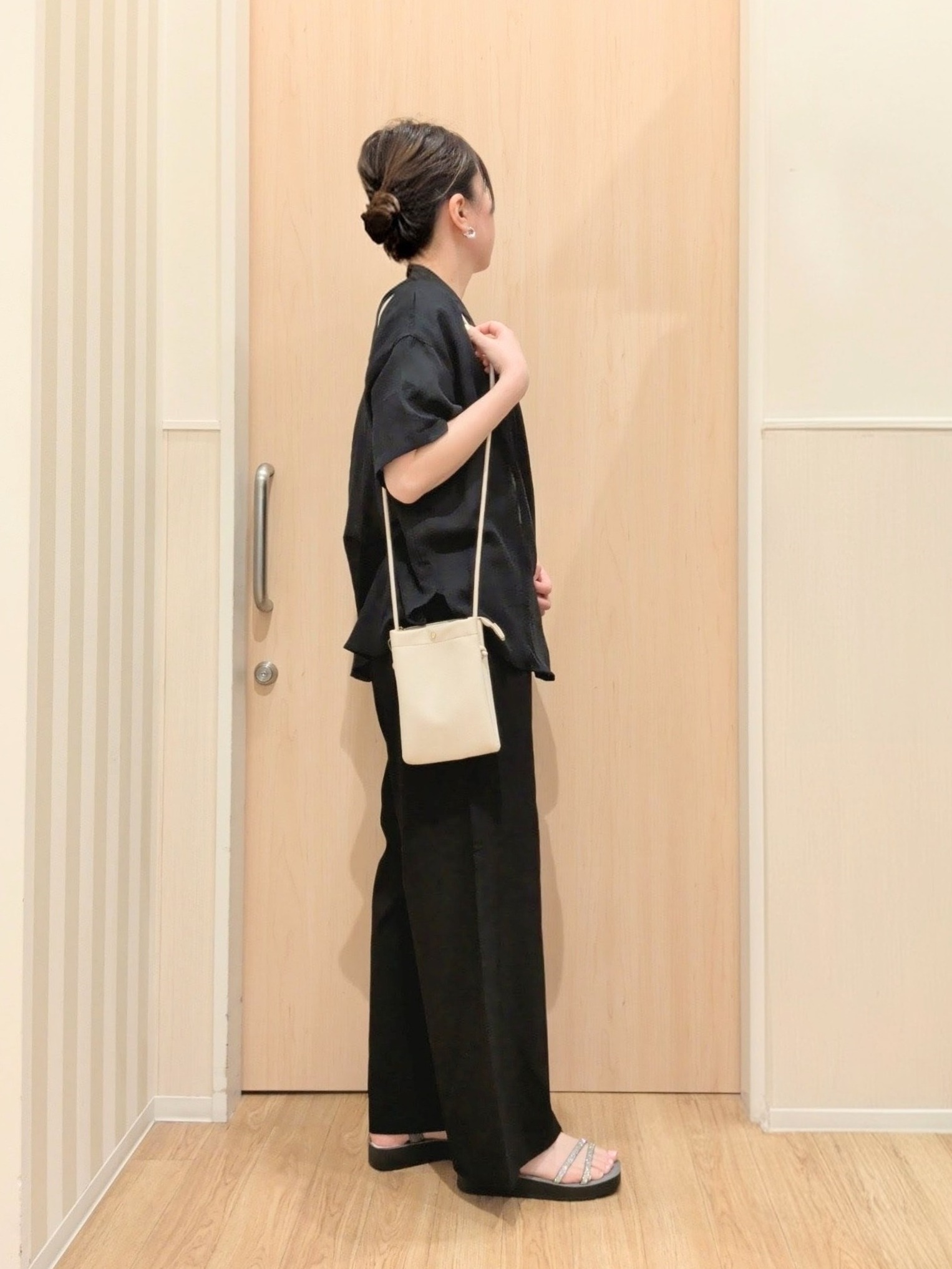 あさんの「SHOO･LA･RUE｜【S-LL】ナチュラルに決まる 半袖シアーシャツジャケット」を使ったコーディネート