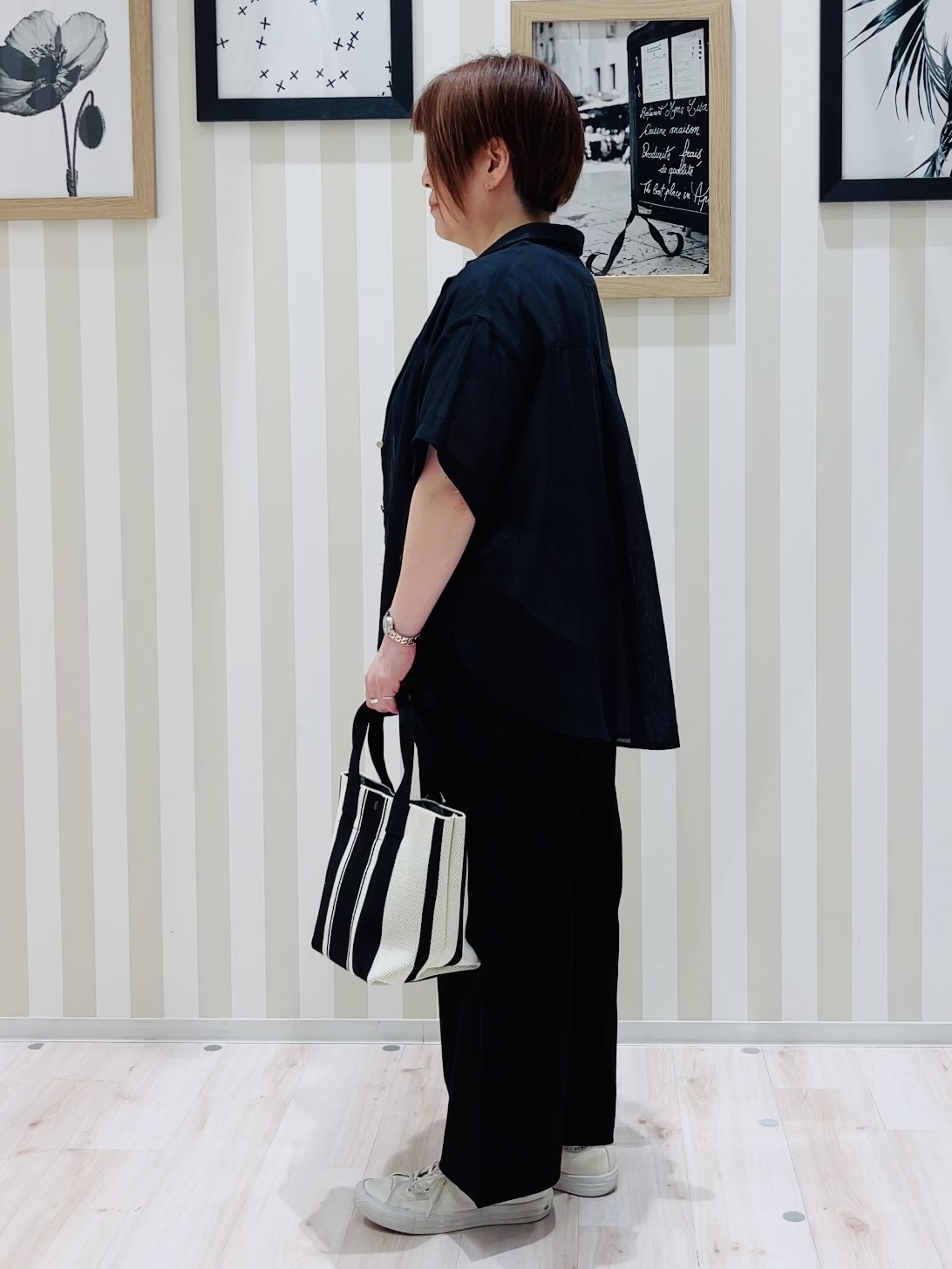 ma_miさんの「SHOO･LA･RUE｜【S-LL】ナチュラルに決まる 半袖シアーシャツジャケット」を使ったコーディネート