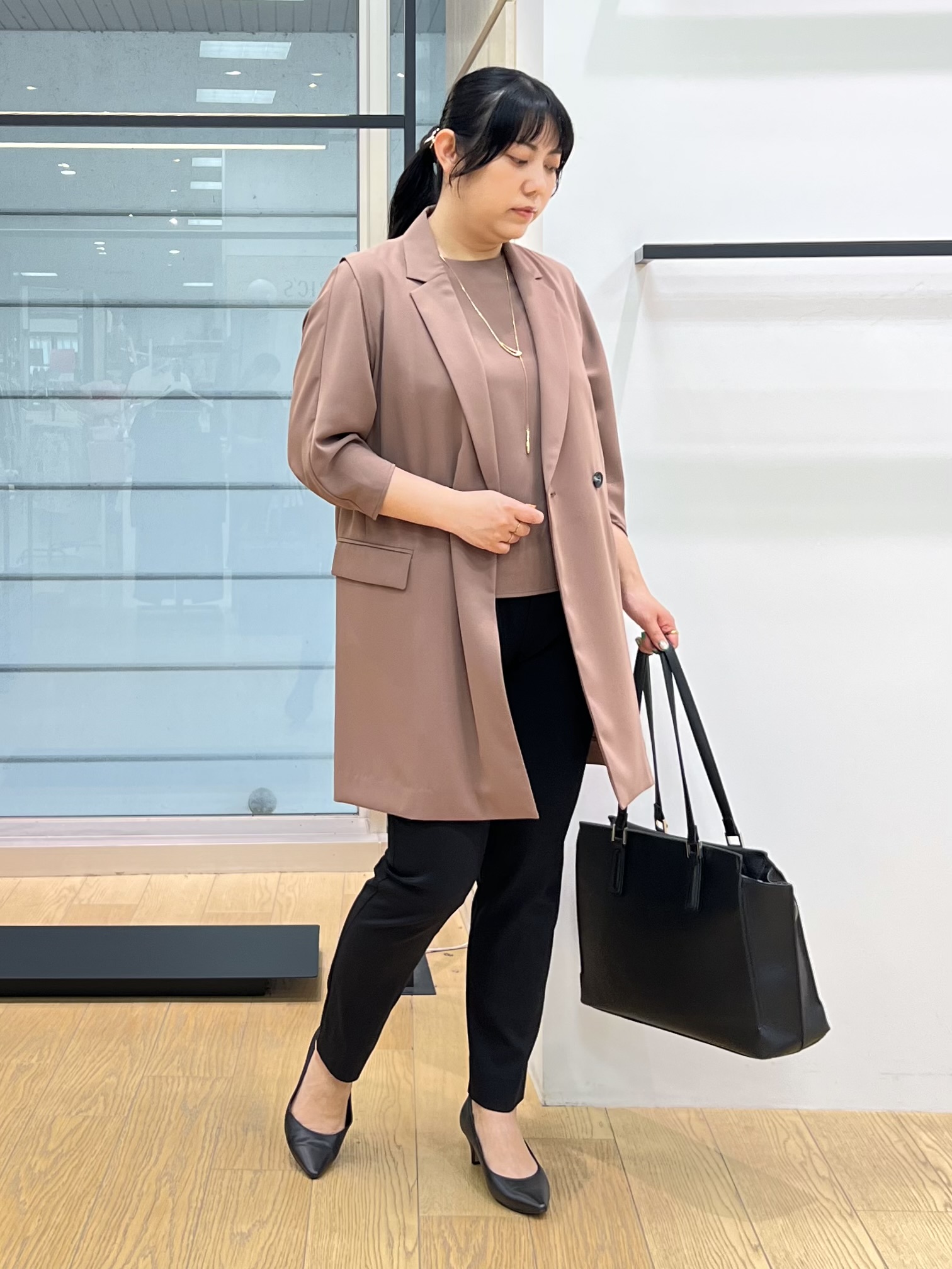 shimaさんの「INDIVI｜【接触冷感／透湿／着る日傘】颯爽ジレジャケット」を使ったコーディネート