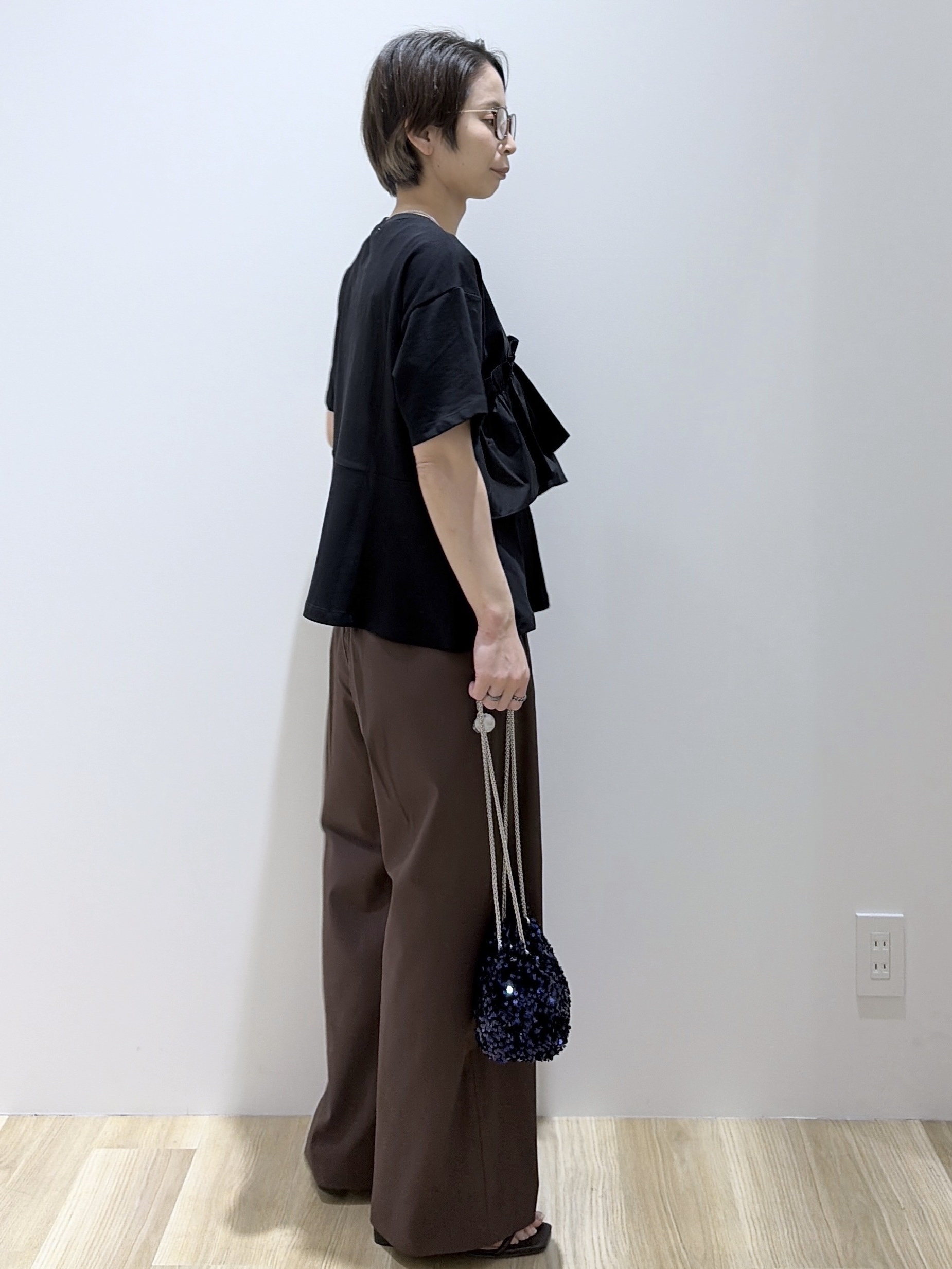 えりさんの「OPAQUE.CLIP｜【接触冷感】アシメフリルドッキングカットソー《洗濯機OK》」を使ったコーディネート