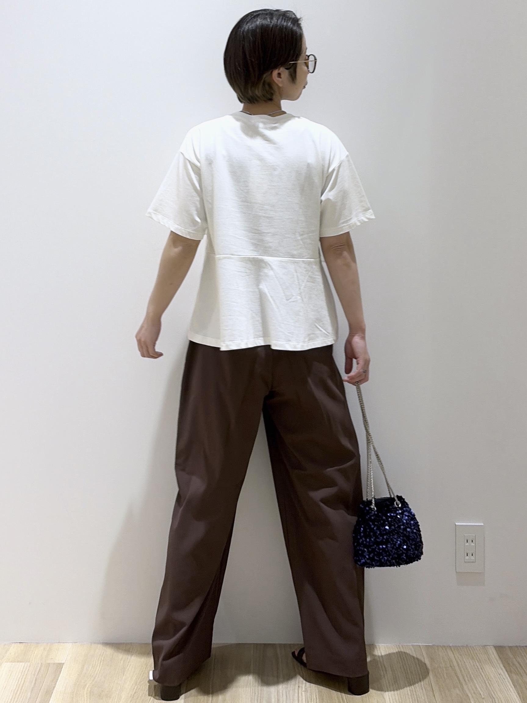 えりさんの「OPAQUE.CLIP｜【接触冷感】アシメフリルドッキングカットソー《洗濯機OK》」を使ったコーディネート