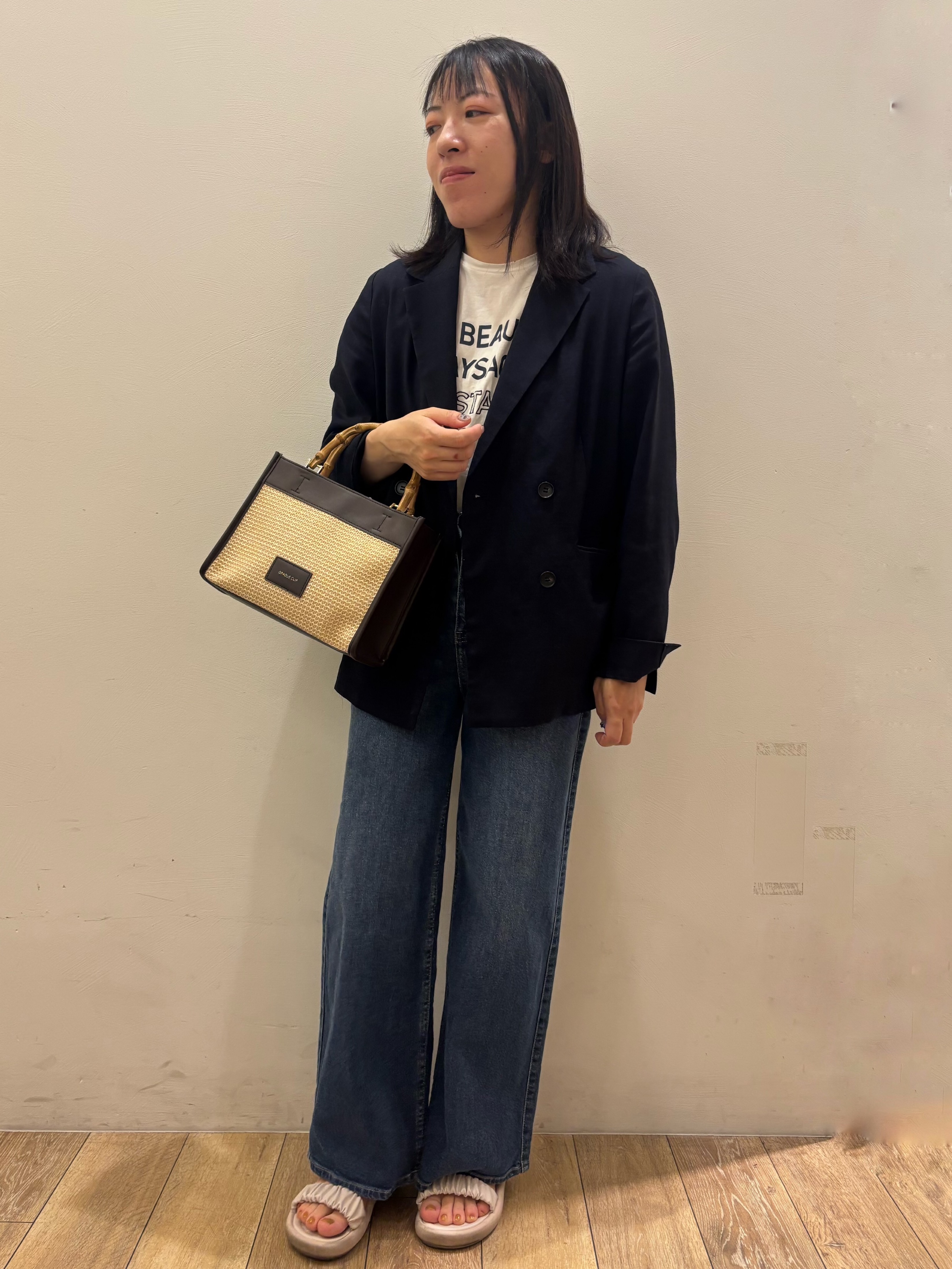 りょうさんの「OPAQUE.CLIP｜【UV／接触冷感】ダブルブレストジャケット《防シワ加工／洗える》」を使ったコーディネート