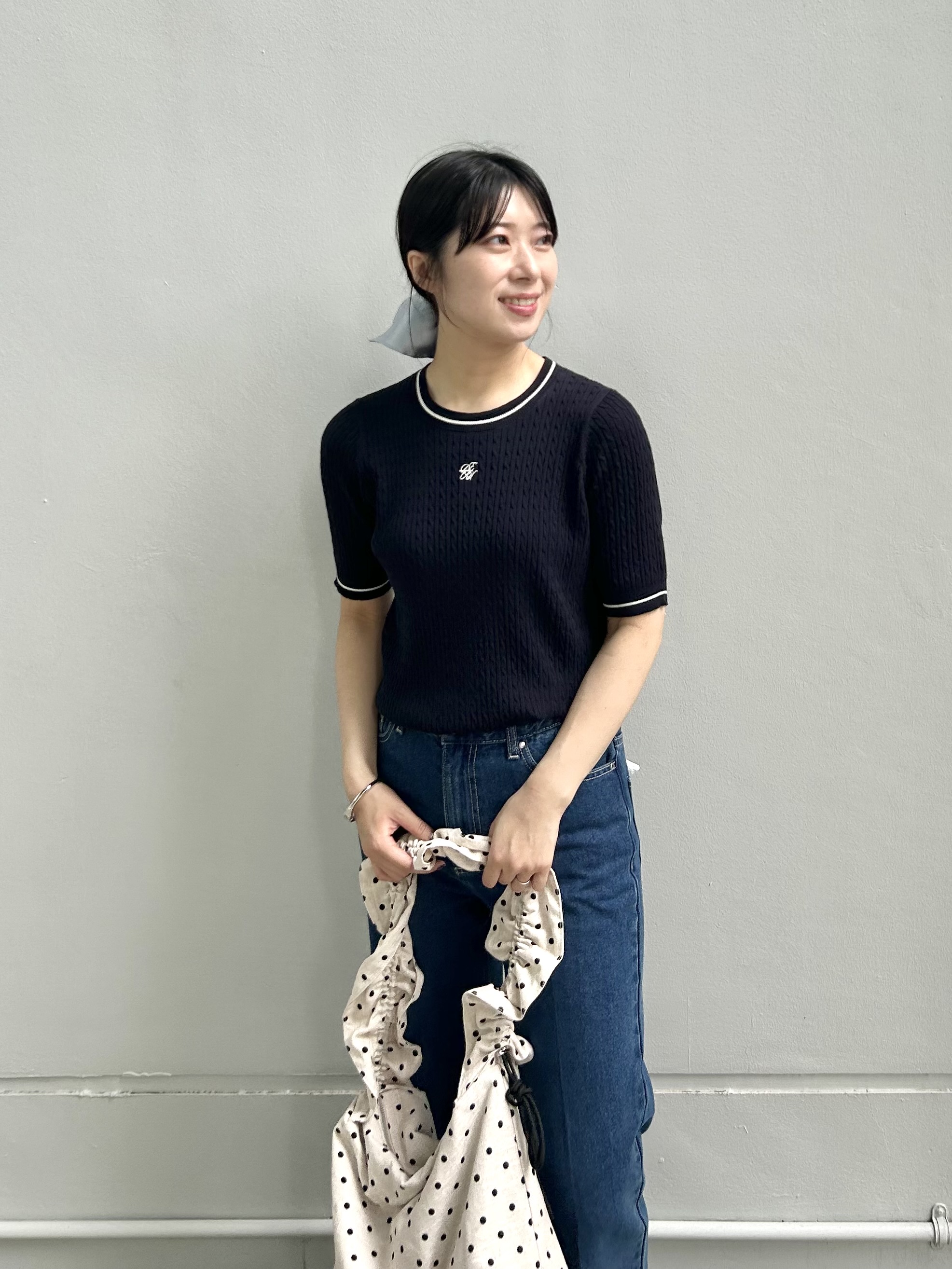 RINAさんの「index｜【UV】バイカラーケーブルニット《洗濯機OK／6col》」を使ったコーディネート