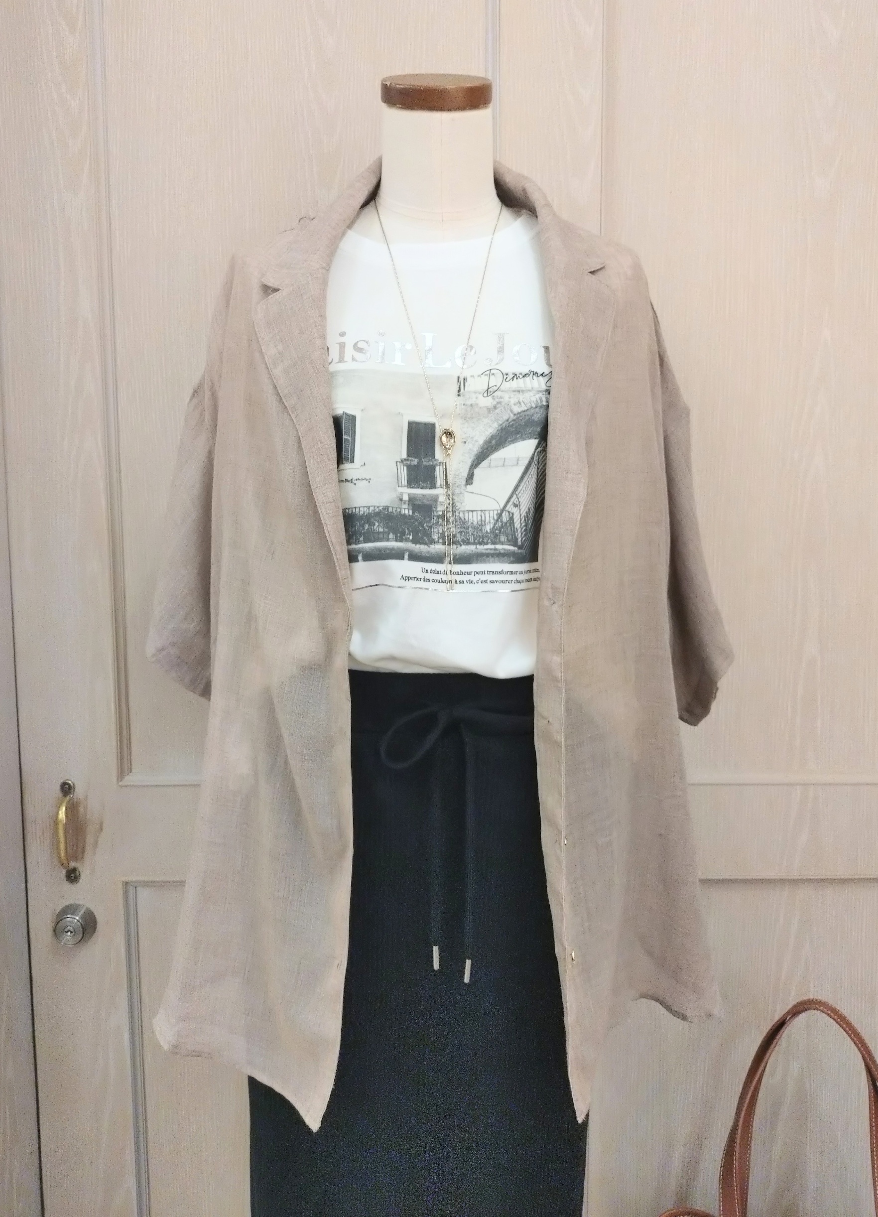 asaさんの「SHOO･LA･RUE｜【S-LL】ナチュラルに決まる 半袖シアーシャツジャケット」を使ったコーディネート