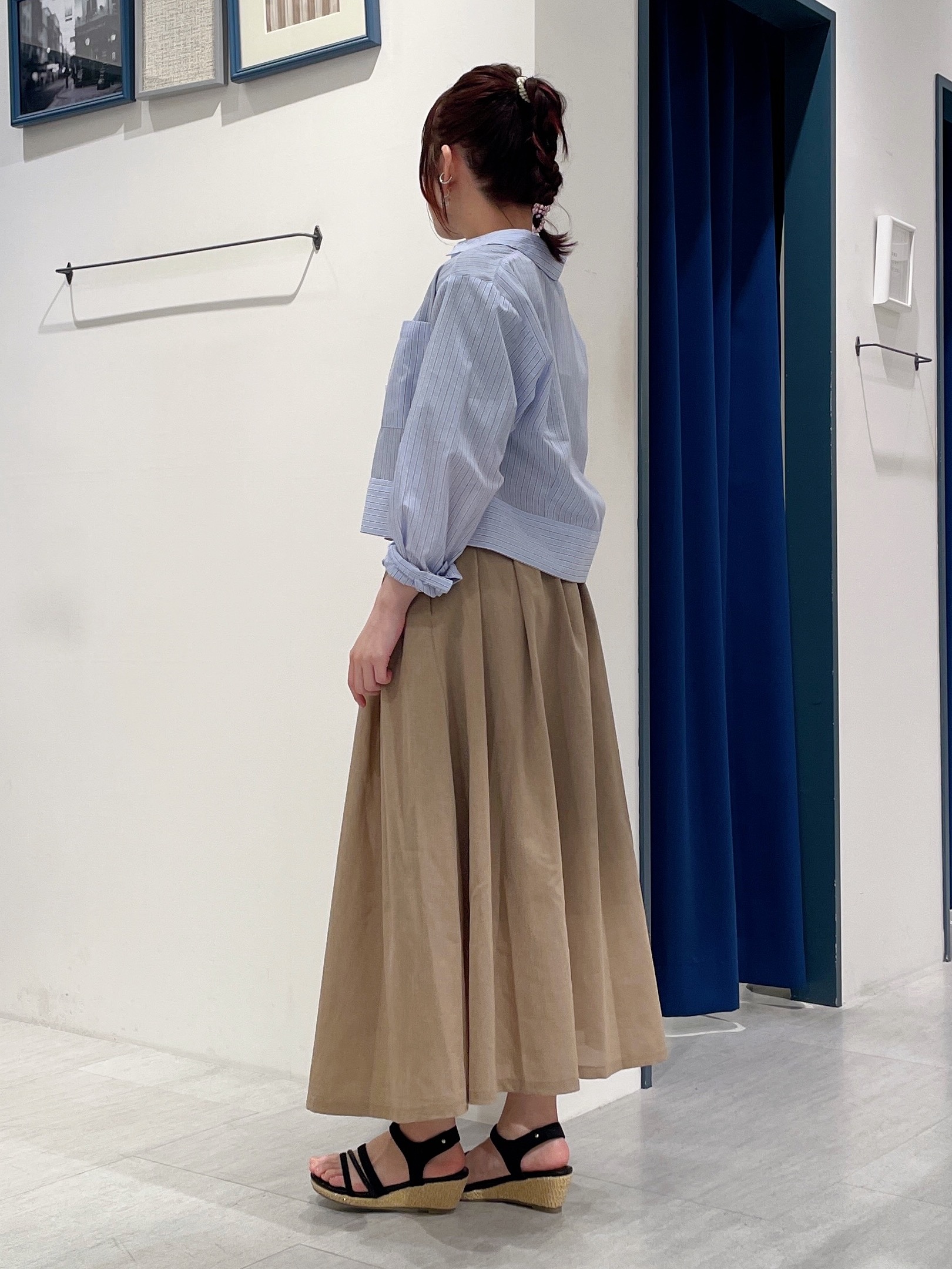 haruさんの「grove｜【イージーケア】麻混クロップドシャツ」を使ったコーディネート