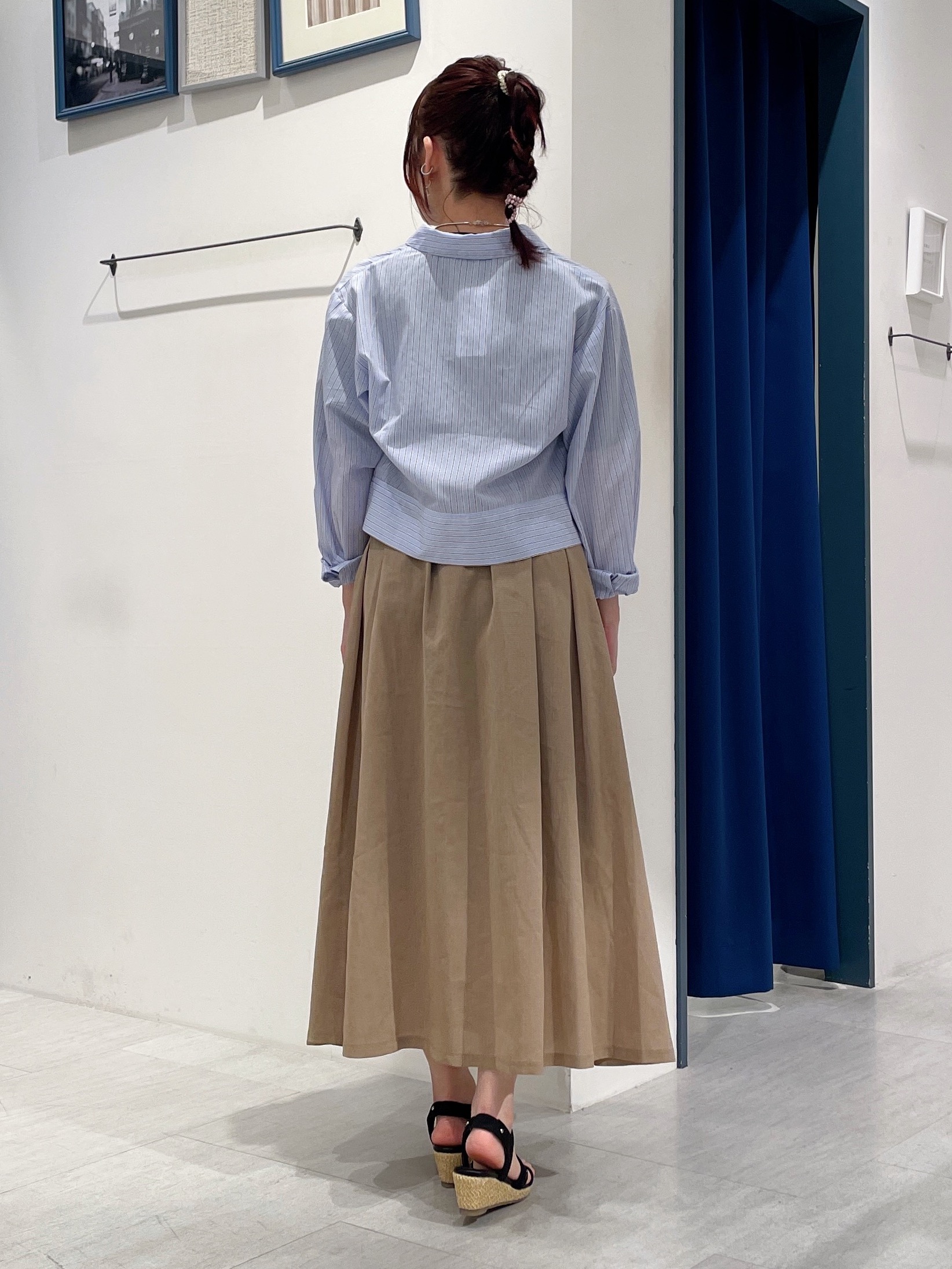 haruさんの「grove｜【イージーケア】麻混クロップドシャツ」を使ったコーディネート