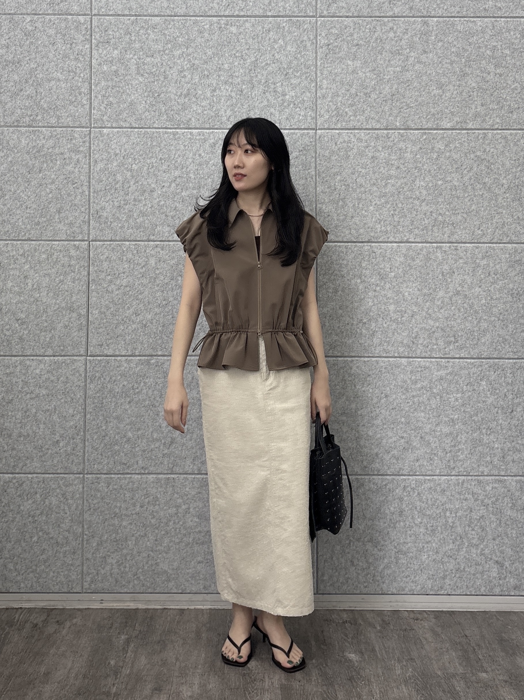 rinaさんの「INDIVI｜ジップアップフォルムブルゾン【セットアップ可能／UVカット／接触冷感】」を使ったコーディネート