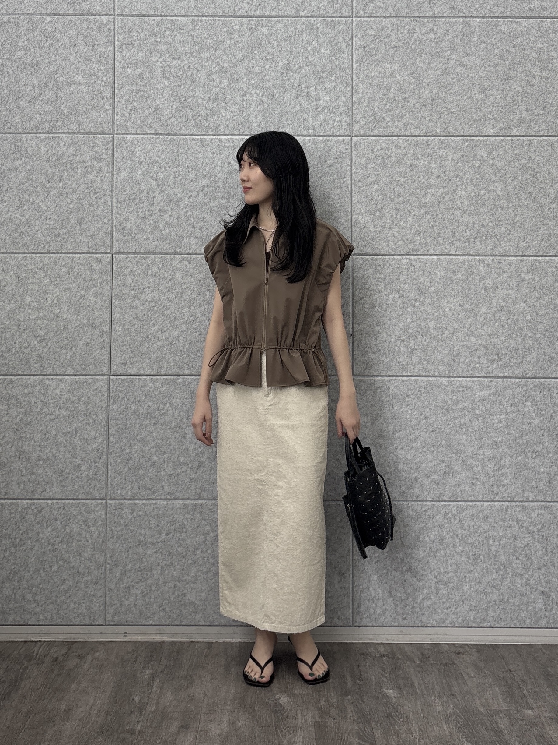 rinaさんの「INDIVI｜ジップアップフォルムブルゾン【セットアップ可能／UVカット／接触冷感】」を使ったコーディネート