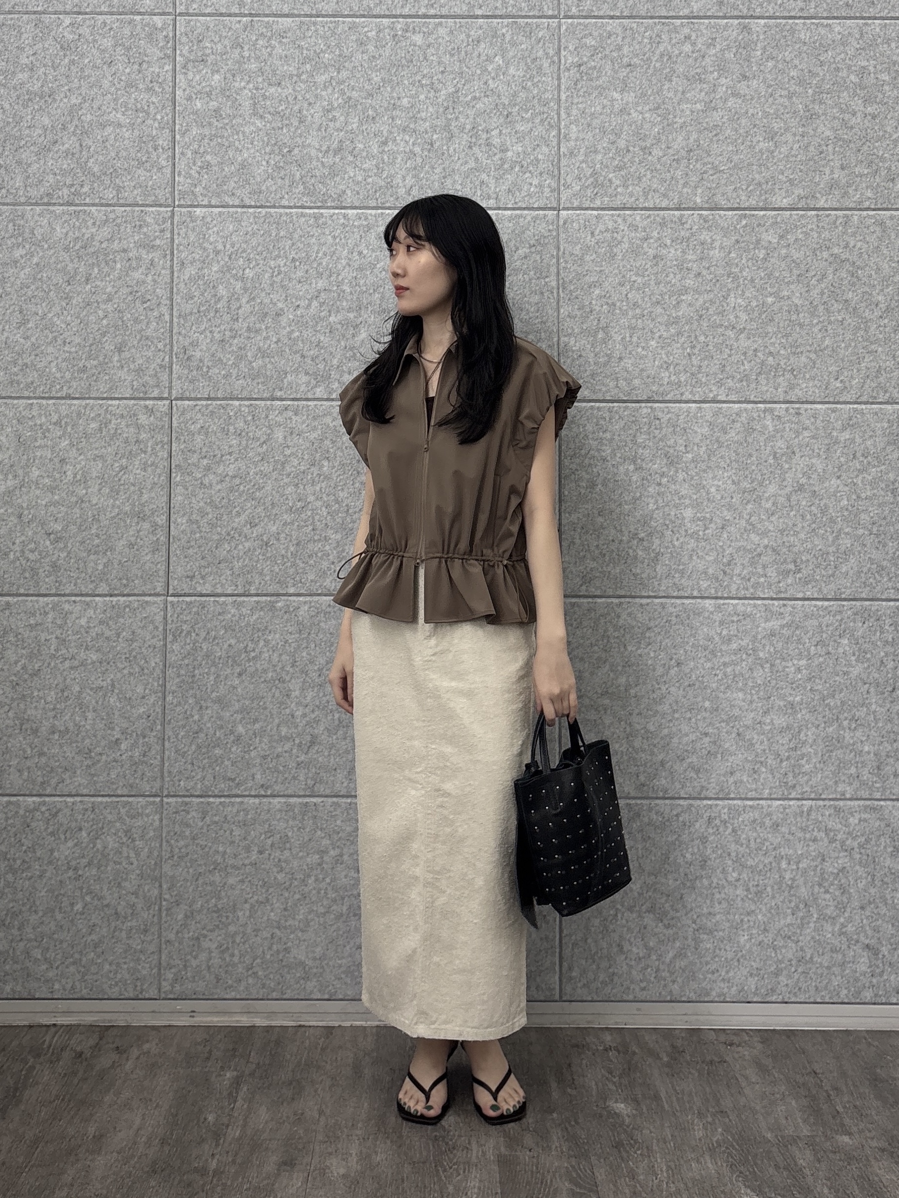 rinaさんの「INDIVI｜ジップアップフォルムブルゾン【セットアップ可能／UVカット／接触冷感】」を使ったコーディネート