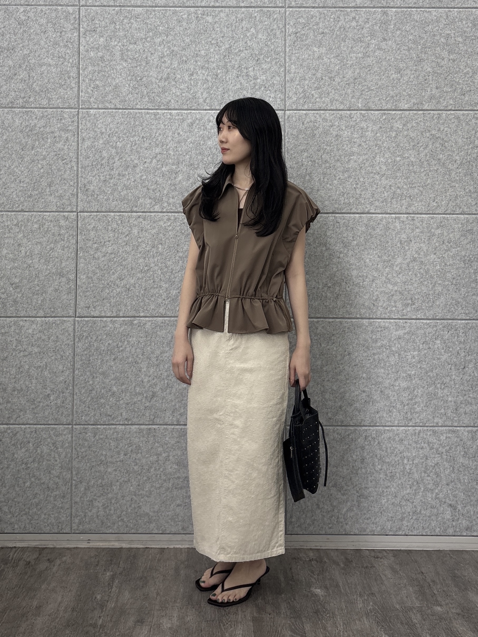 rinaさんの「INDIVI｜ジップアップフォルムブルゾン【セットアップ可能／UVカット／接触冷感】」を使ったコーディネート