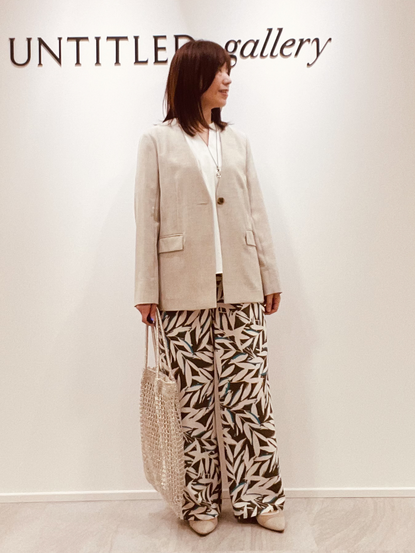 めいさんの「UNTITLED｜◆【さらりと快適/セットアップ可/UV/接触冷感】スラブカラーレスジャケット」を使ったコーディネート