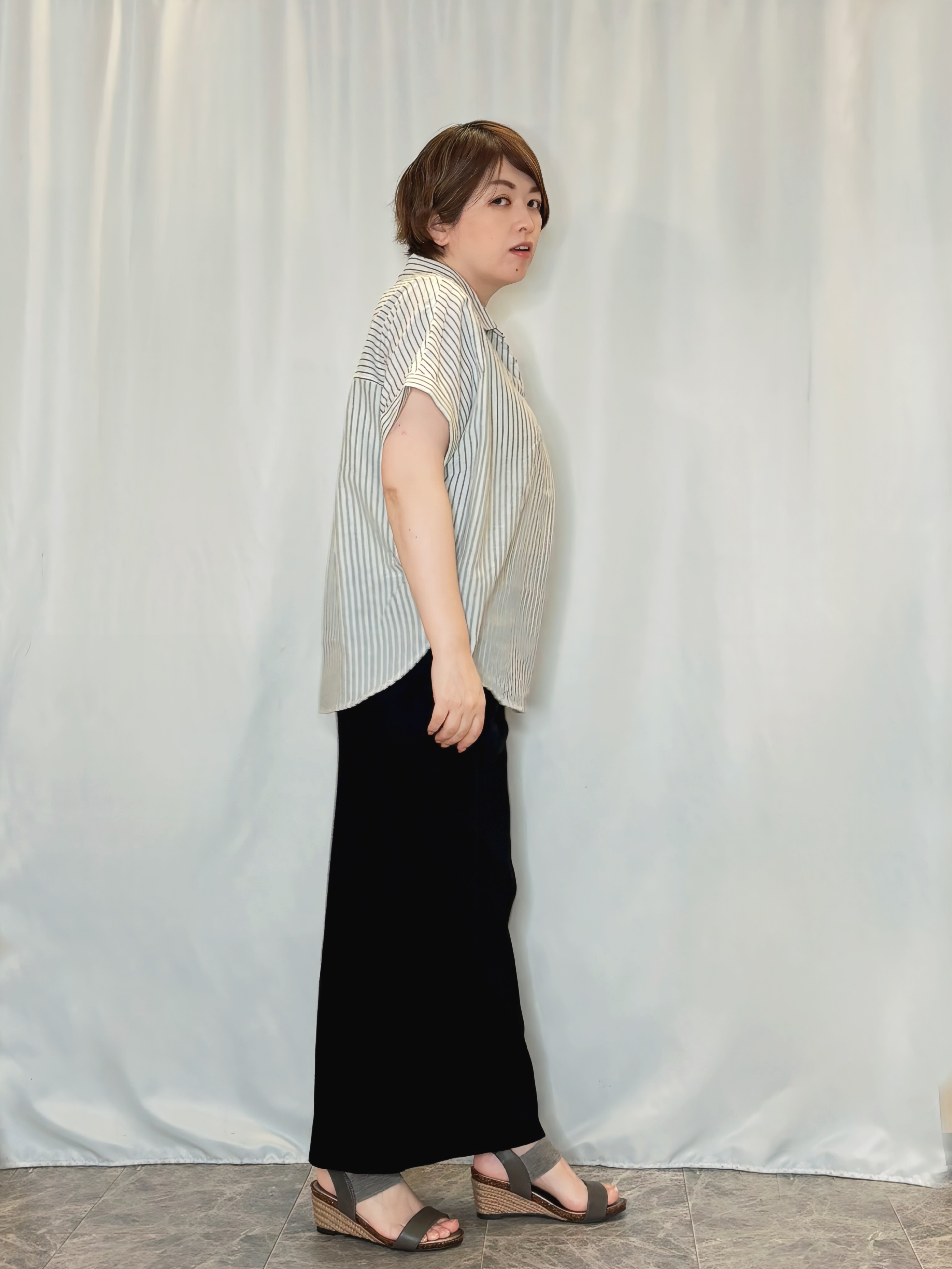 たみさんの「SHOO･LA･RUE｜【UV/S-LL】着ごこちなめらか カノコ編みカーディガン」を使ったコーディネート