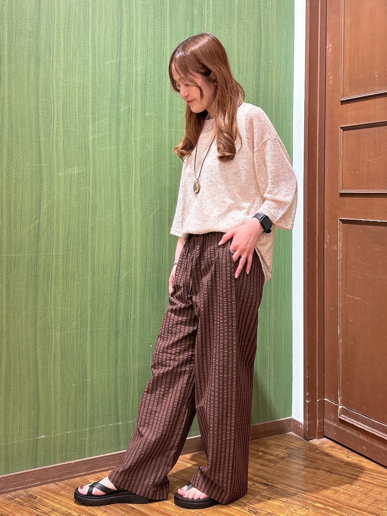 かおりさんの「SHOO･LA･RUE｜【2点セット】メランジシアートップス&times;タンクトップセット」を使ったコーディネート