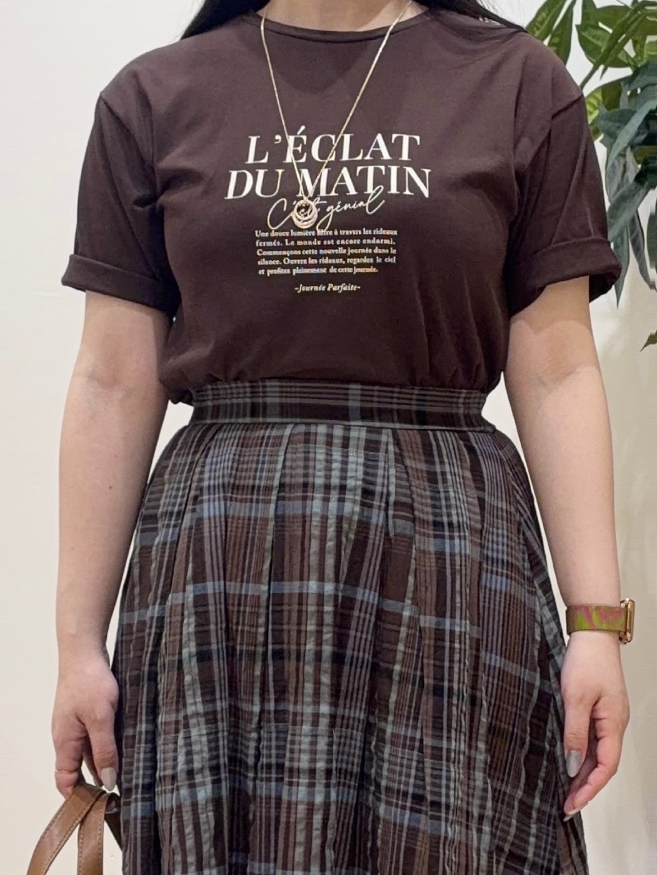 minamiさんの「grove｜【UVカット/接触冷感】プリントアソート5分袖Tシャツ」を使ったコーディネート