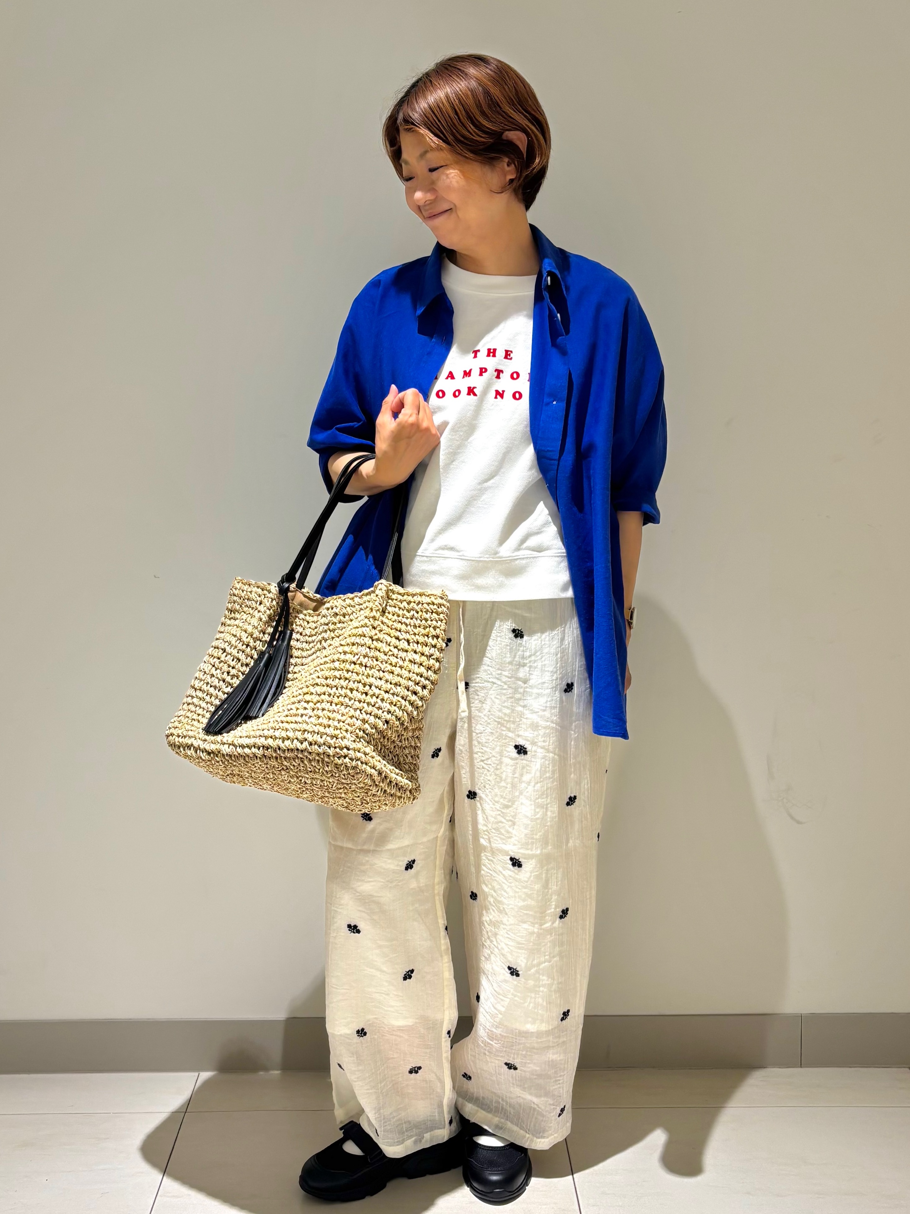 Haruさんの「Dessin｜【セットアップ可/洗える】リネンブレンドドルマンシャツ」を使ったコーディネート