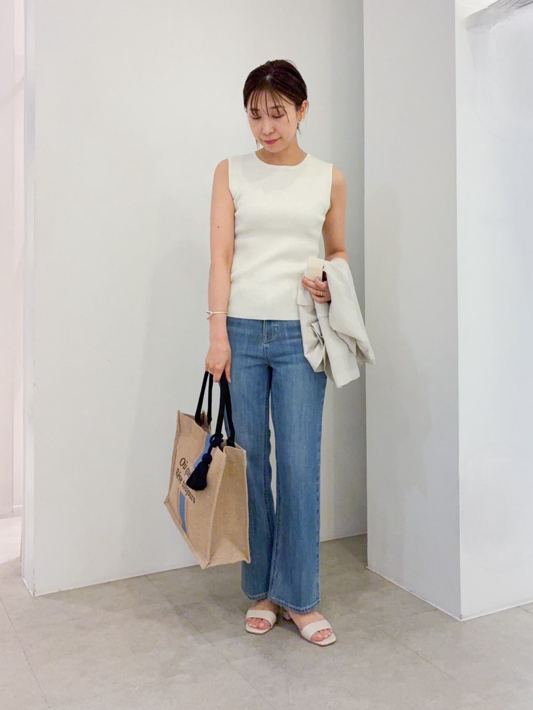 kanakoさんの「grove｜【洗濯機OK/ひんやり】軽く羽織れるハーフスリーブジャケット」を使ったコーディネート