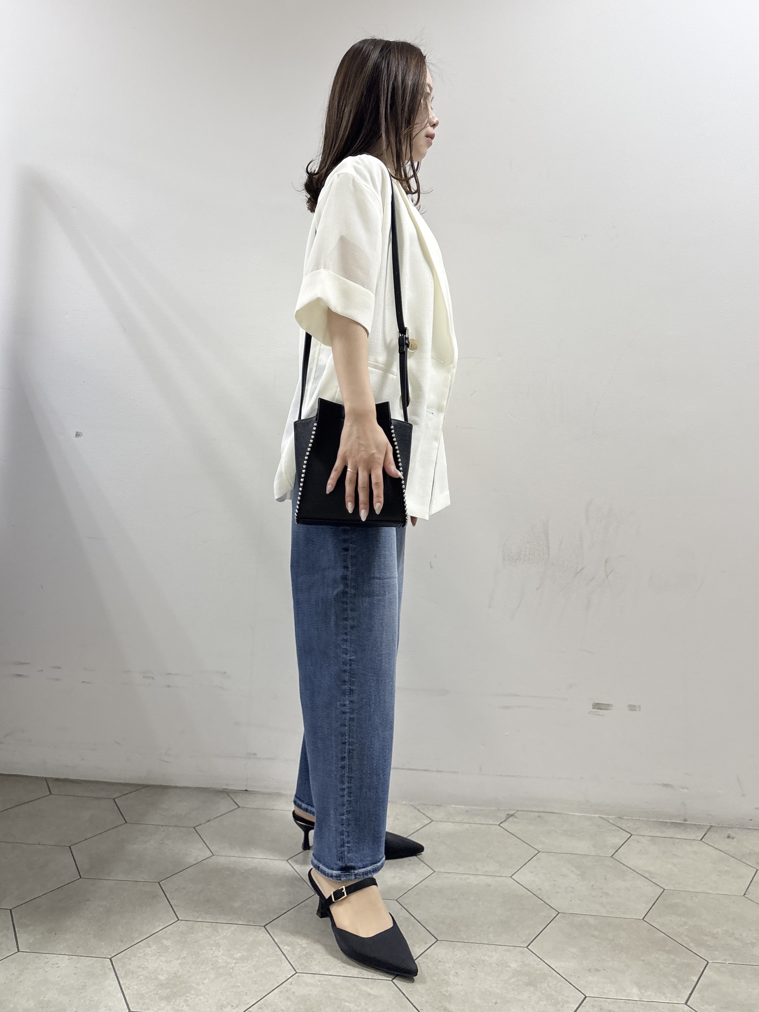 kahoさんの「INDIVI｜【洗える／メッシュ素材／SETUP可能】半袖シアージャケット」を使ったコーディネート
