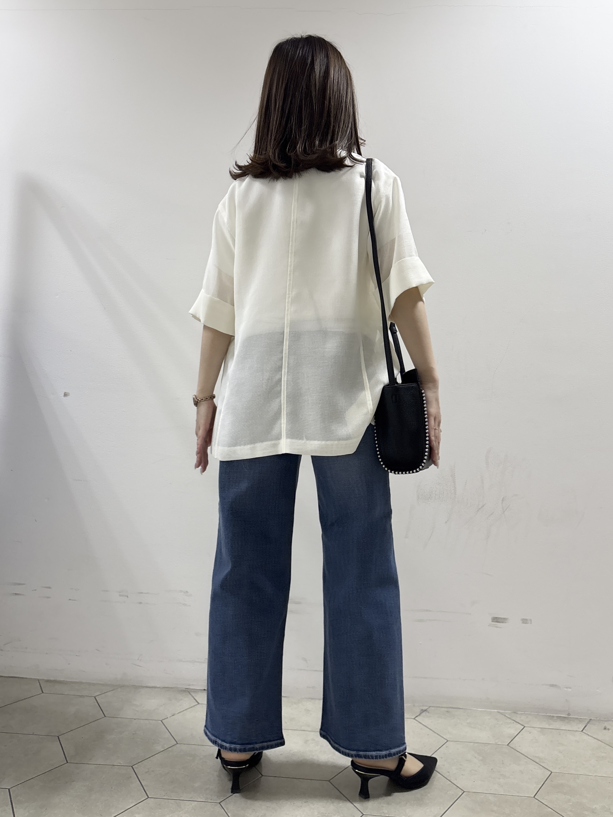 kahoさんの「INDIVI｜【洗える／メッシュ素材／SETUP可能】半袖シアージャケット」を使ったコーディネート