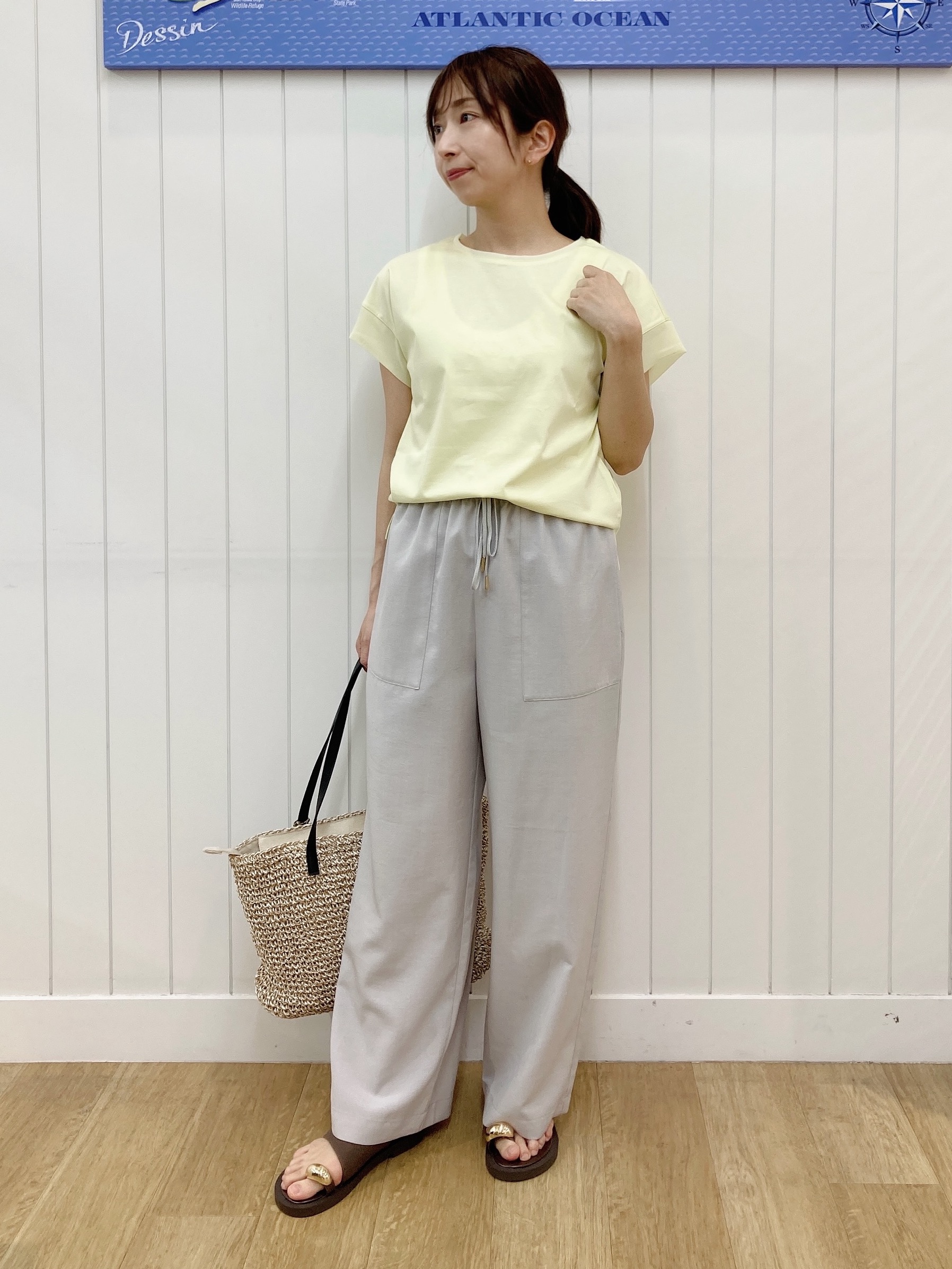yoshiさんの「Dessin｜【UVカット/接触冷感】美光沢カットソー」を使ったコーディネート