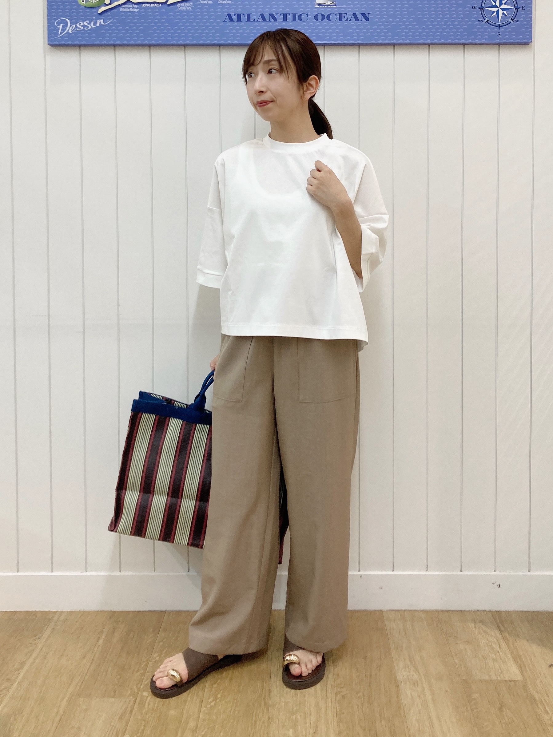 yoshiさんの「Dessin｜【体型カバー】美光沢カットソーボクシーシルエット」を使ったコーディネート