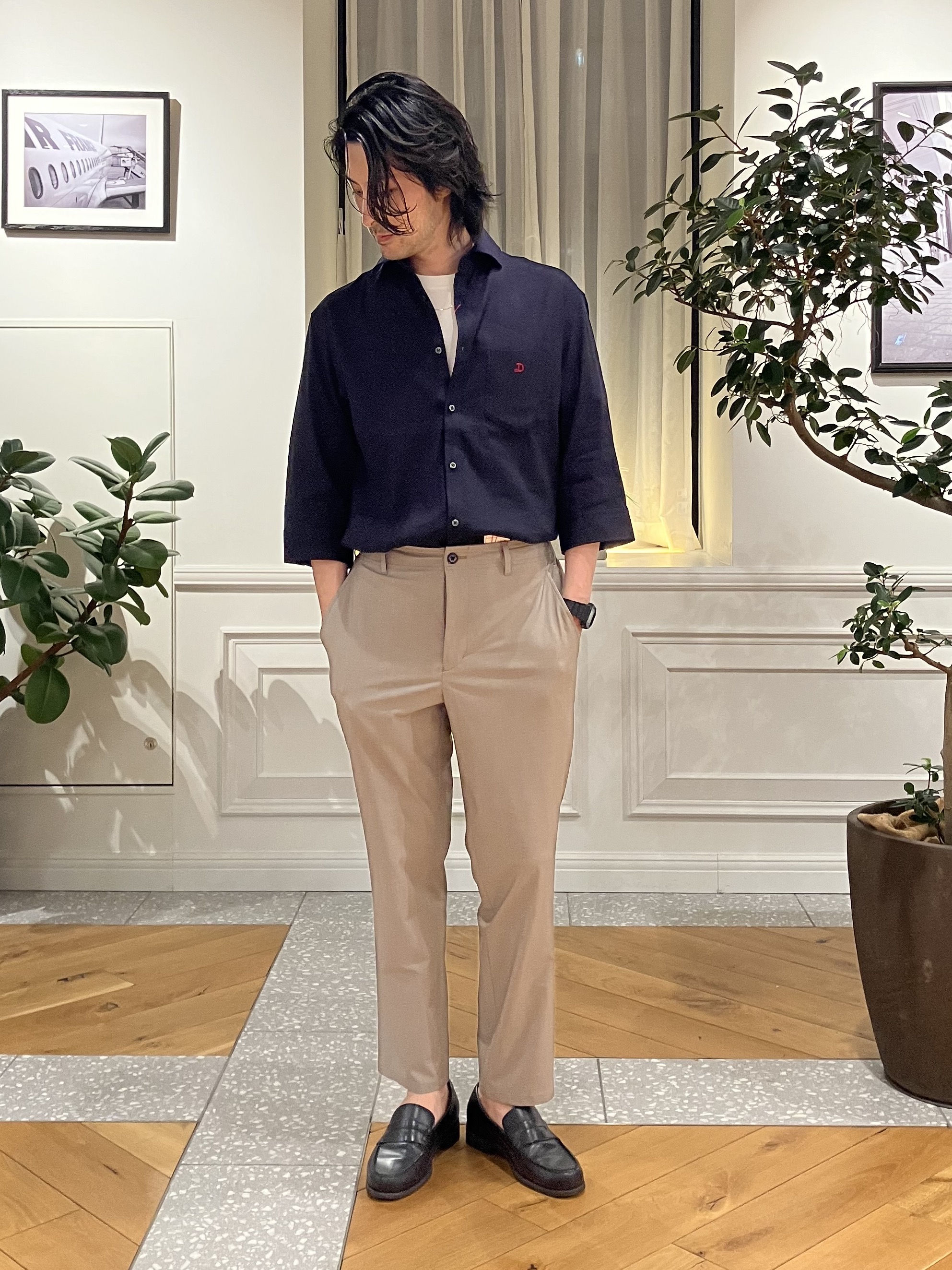 junyaさんの「DRESSTERIOR｜バイオリネン スリークオーターシャツ」を使ったコーディネート