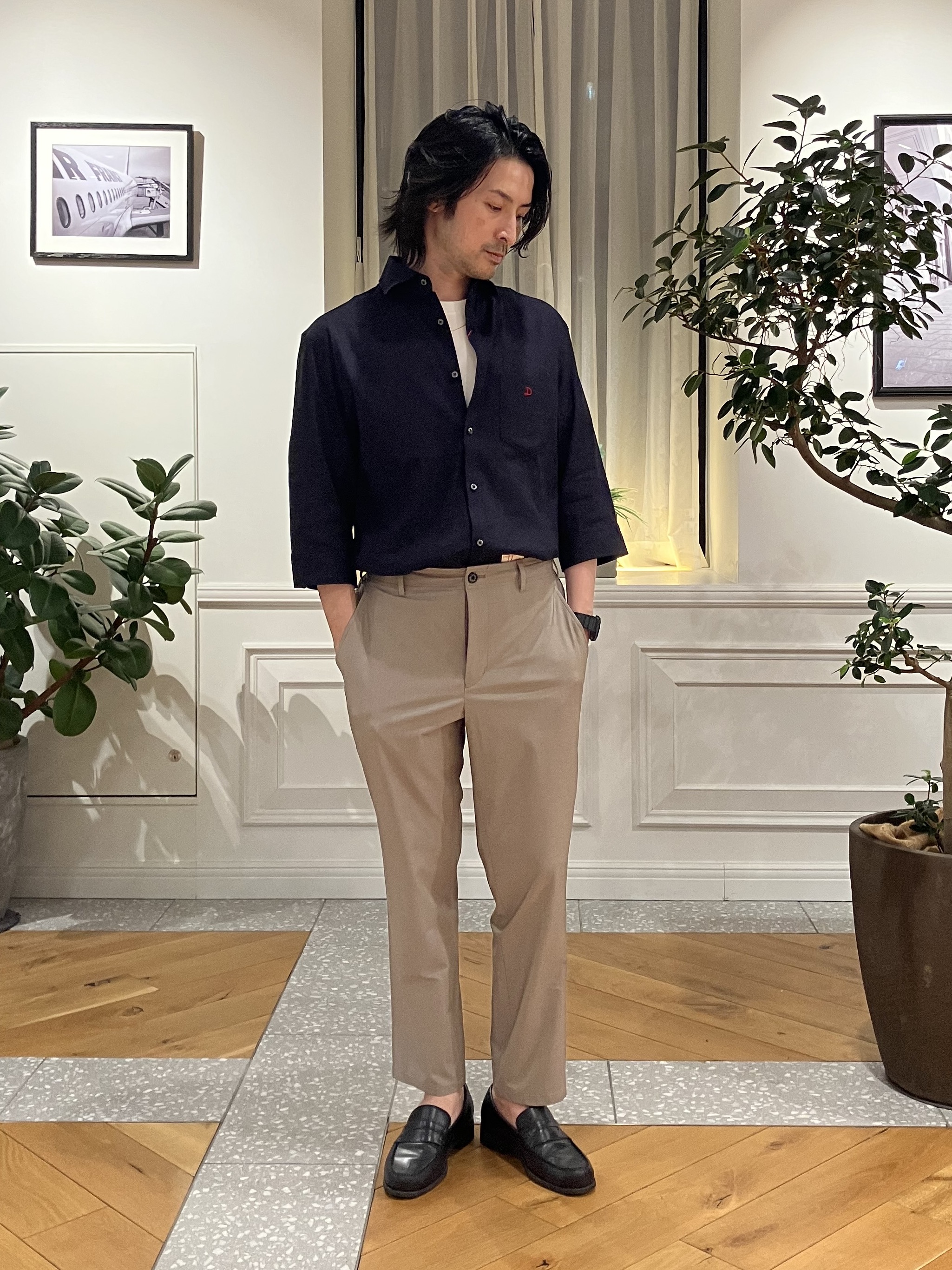 junyaさんの「DRESSTERIOR｜バイオリネン スリークオーターシャツ」を使ったコーディネート