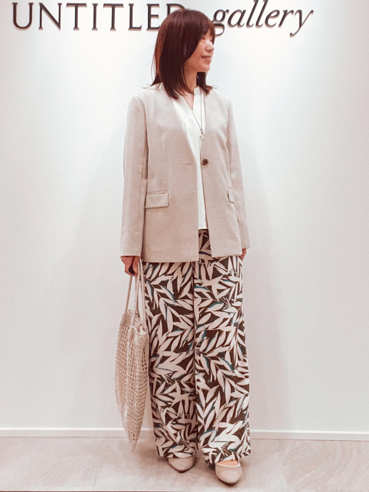 めいさんの「UNTITLED｜◆【さらりと快適/セットアップ可/UV/接触冷感】スラブカラーレスジャケット」を使ったコーディネート