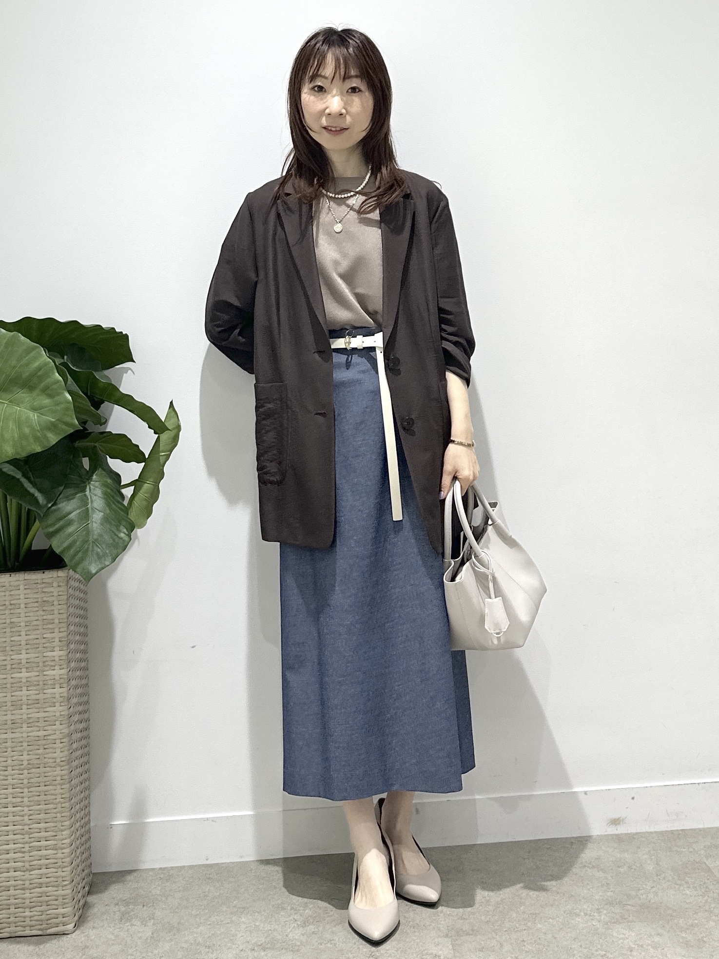 Miwaさんの「UNTITLED｜◆【程よいシアー感/洗える】エアリーバイオジャケット」を使ったコーディネート