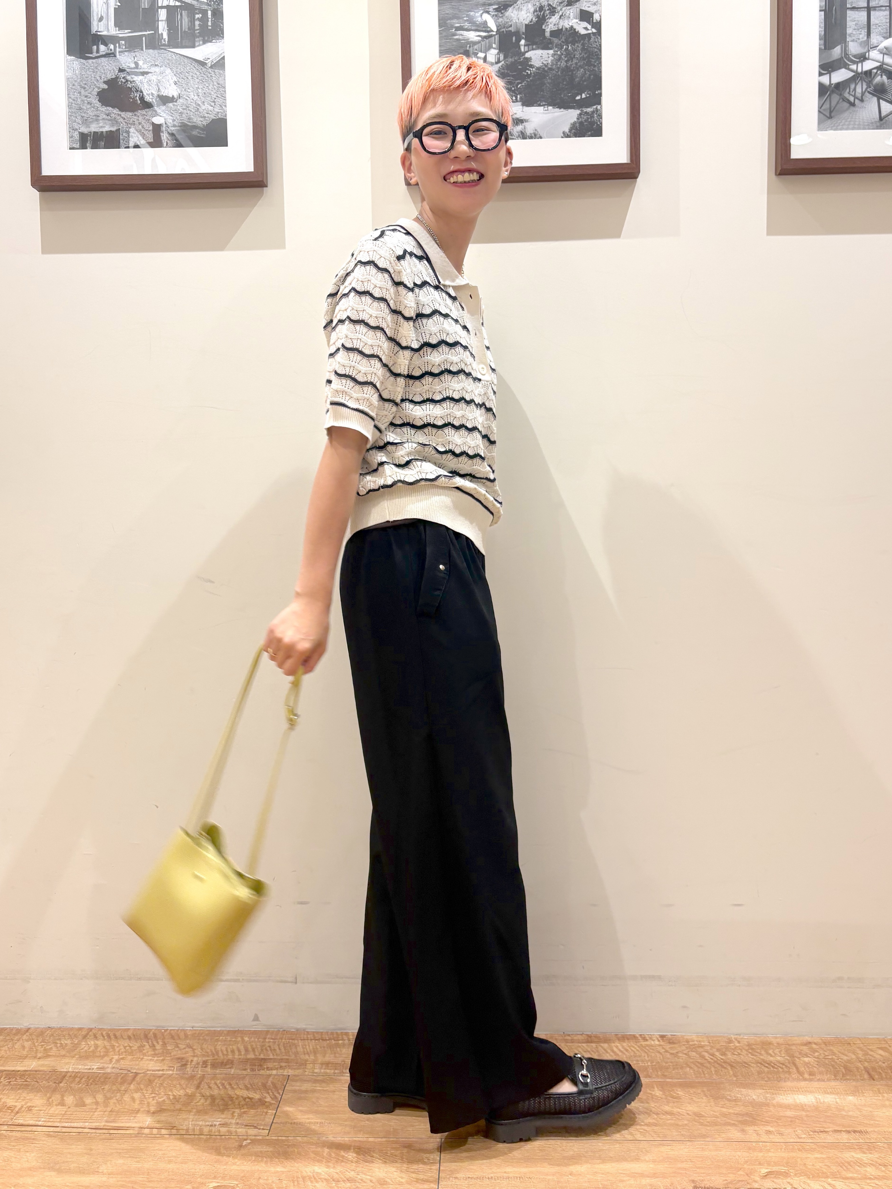 Ayumiさんの「SHOO･LA･RUE｜【S-LL/洗濯機可】ニュアンスボーダー シアーニットポロ」を使ったコーディネート
