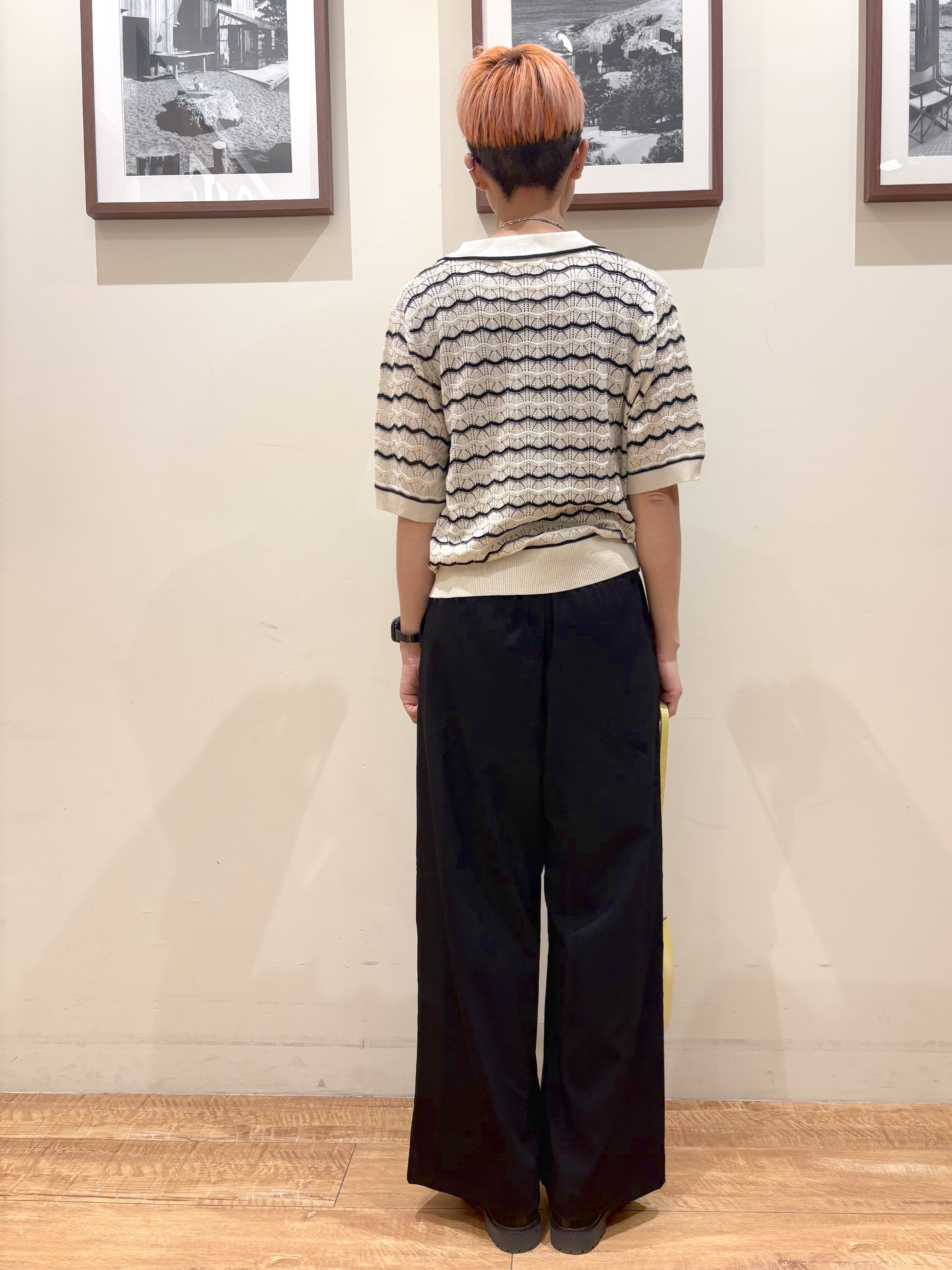 Ayumiさんの「SHOO･LA･RUE｜【S-LL/洗濯機可】ニュアンスボーダー シアーニットポロ」を使ったコーディネート