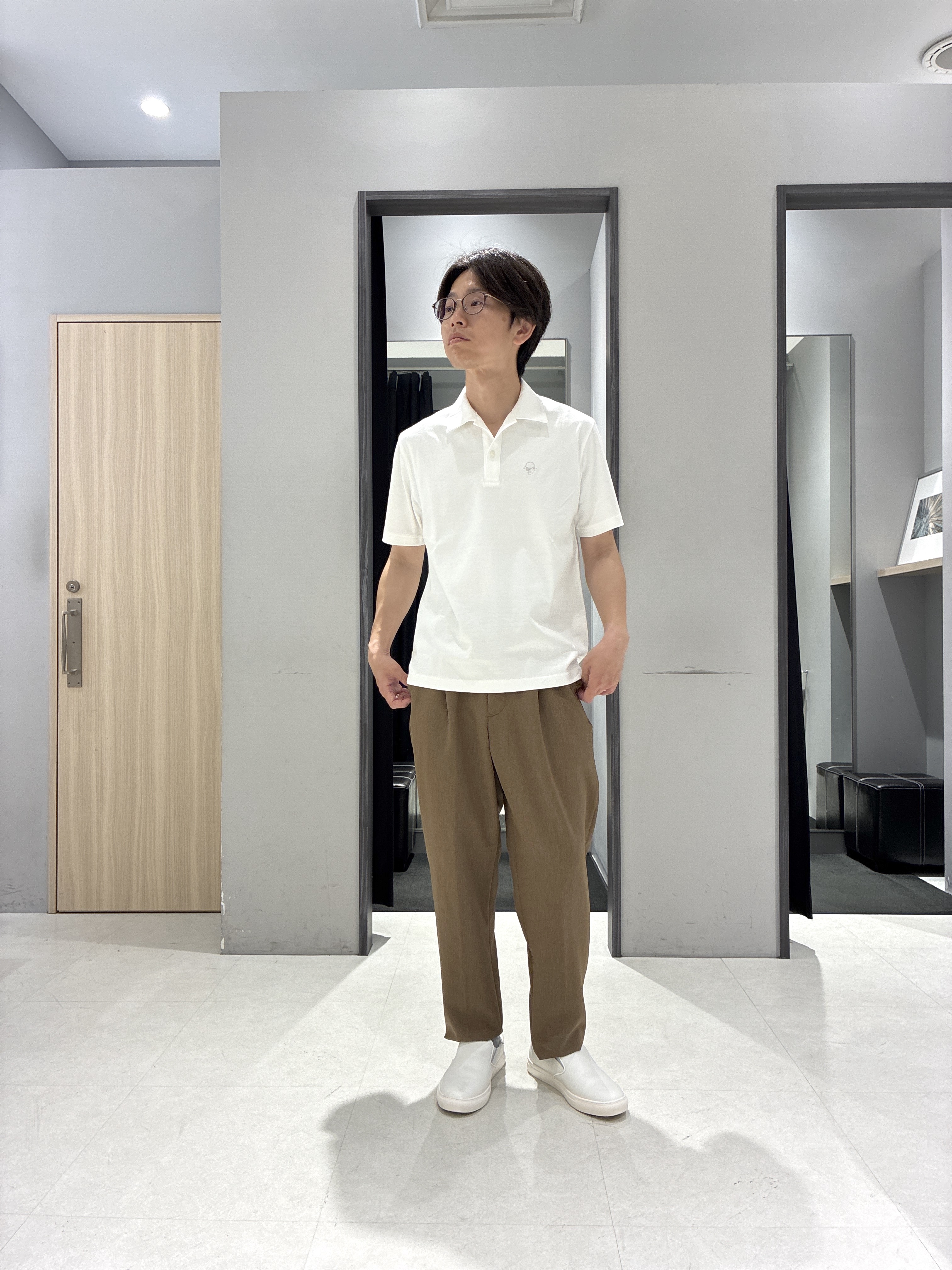 わいずみさんの「TAKEO KIKUCHI｜【接触冷感】アイスクリアコットン ワンポイント ポロシャツ」を使ったコーディネート