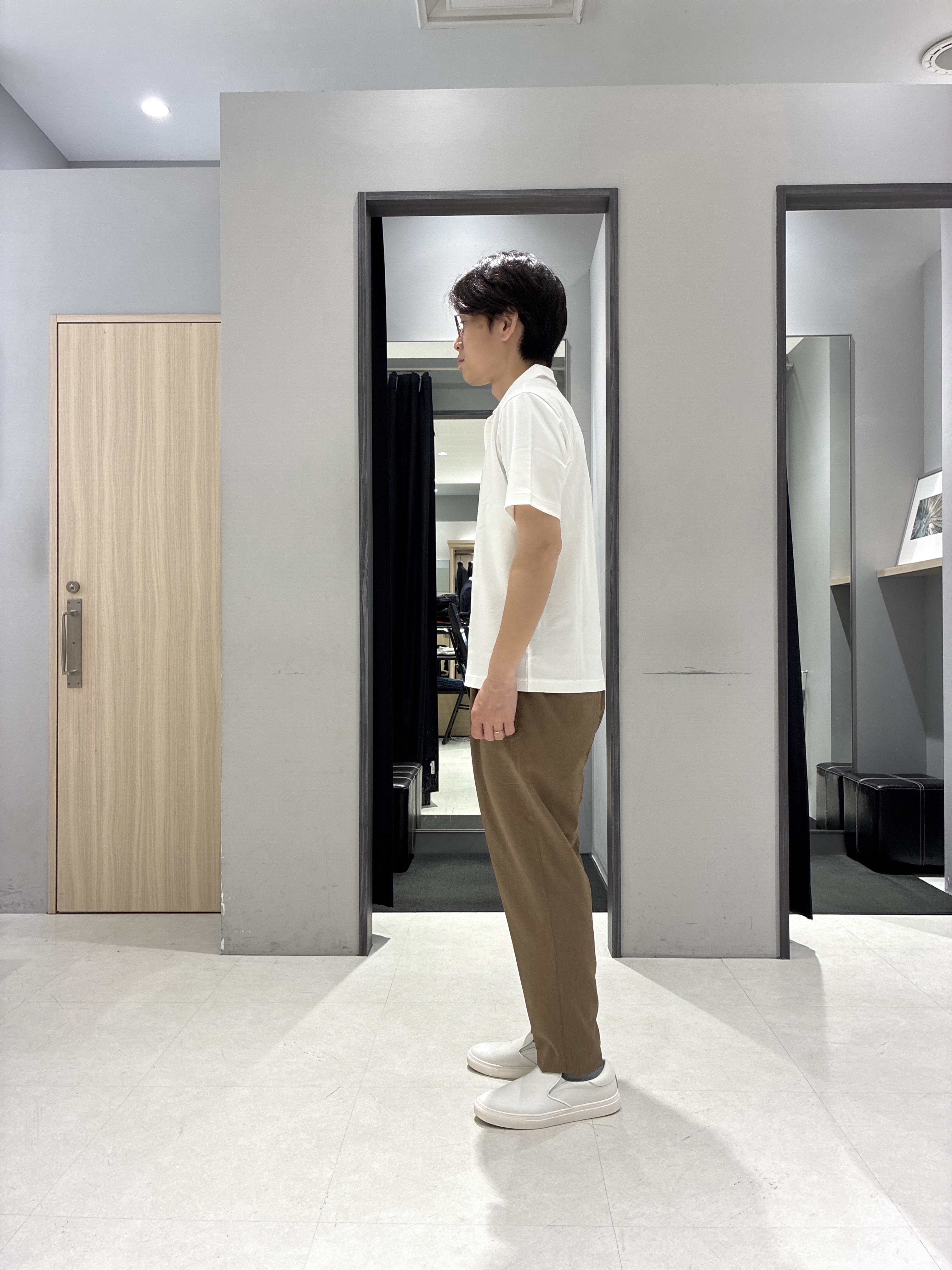 わいずみさんの「TAKEO KIKUCHI｜【接触冷感】アイスクリアコットン ワンポイント ポロシャツ」を使ったコーディネート