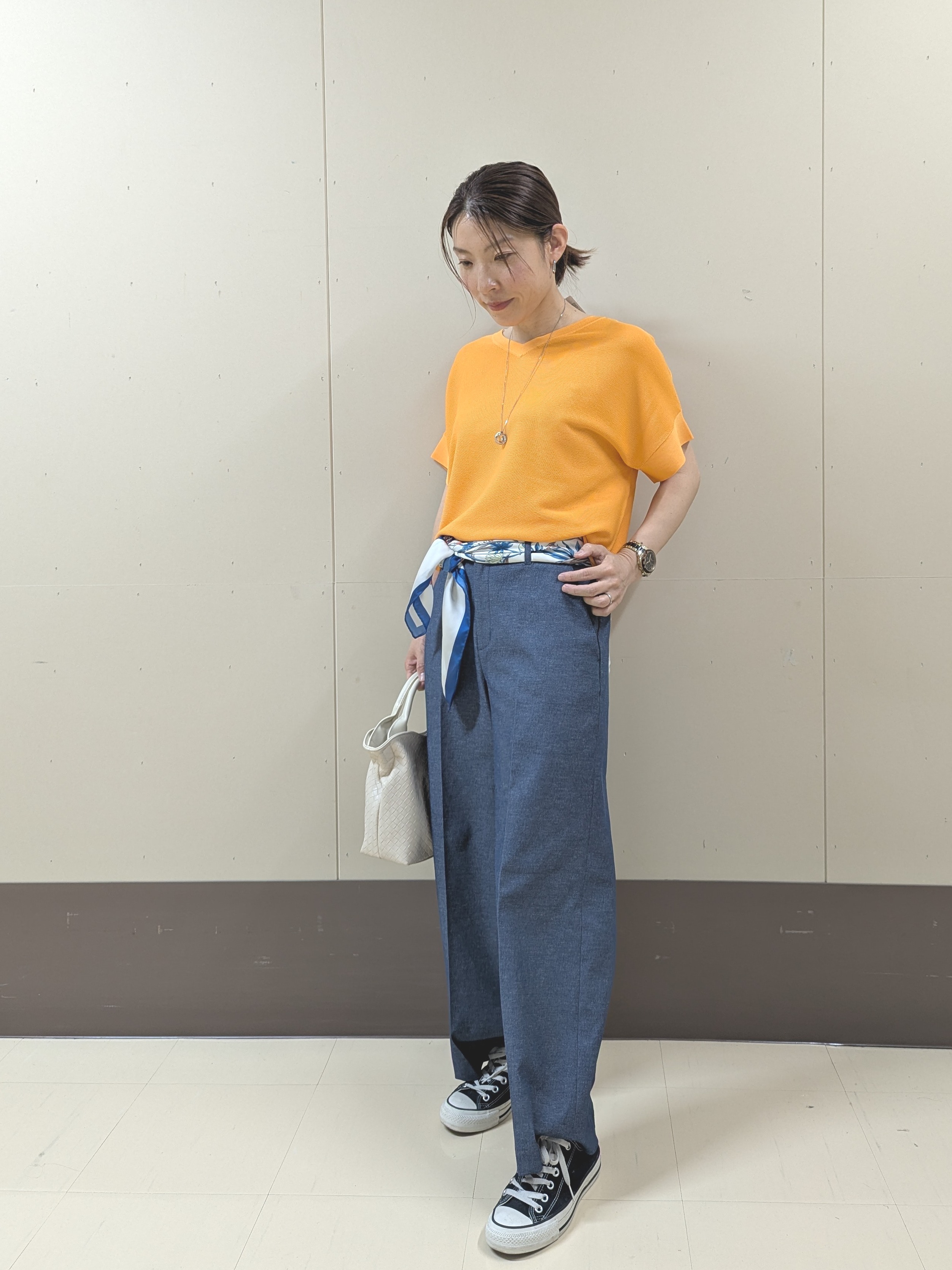 sachiさんの「UNTITLED｜【11色展開/体型カバー】前後2WAYフレンチスリーブニット」を使ったコーディネート