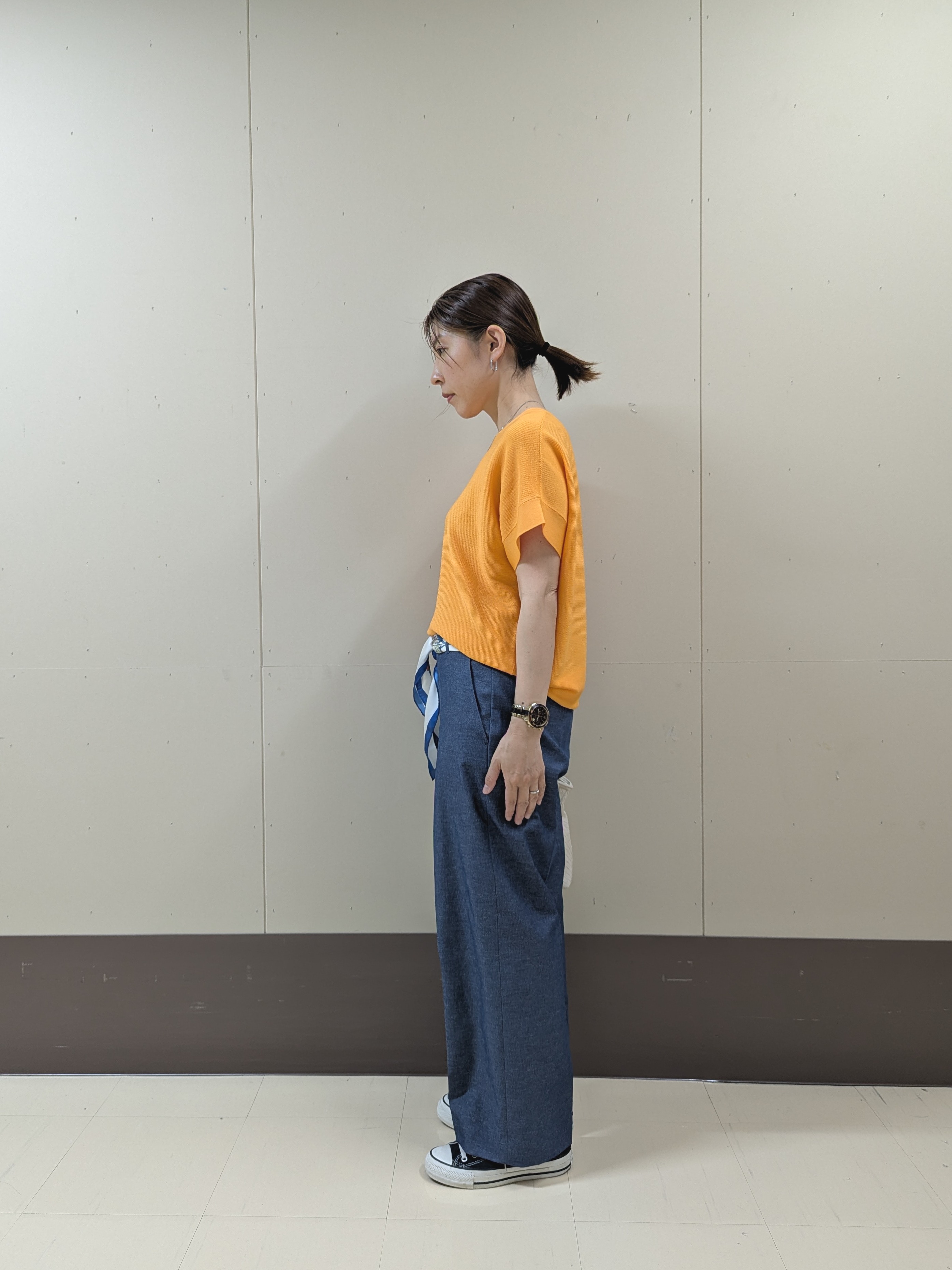 sachiさんの「UNTITLED｜【11色展開/体型カバー】前後2WAYフレンチスリーブニット」を使ったコーディネート