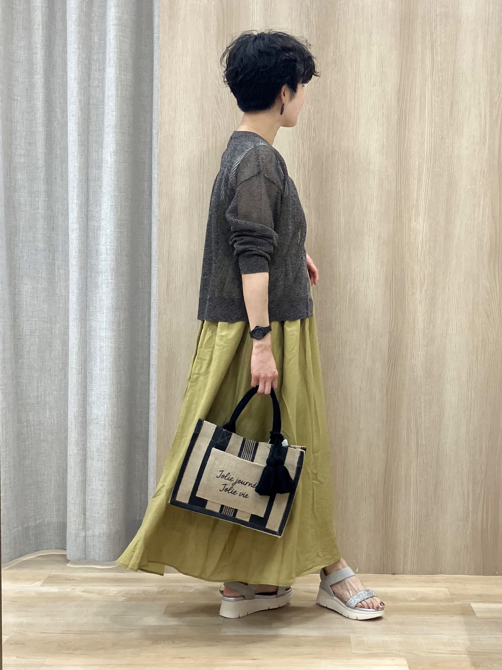 Keiさんの「grove｜【洗える】大人のシャーリングキャミワンピース」を使ったコーディネート