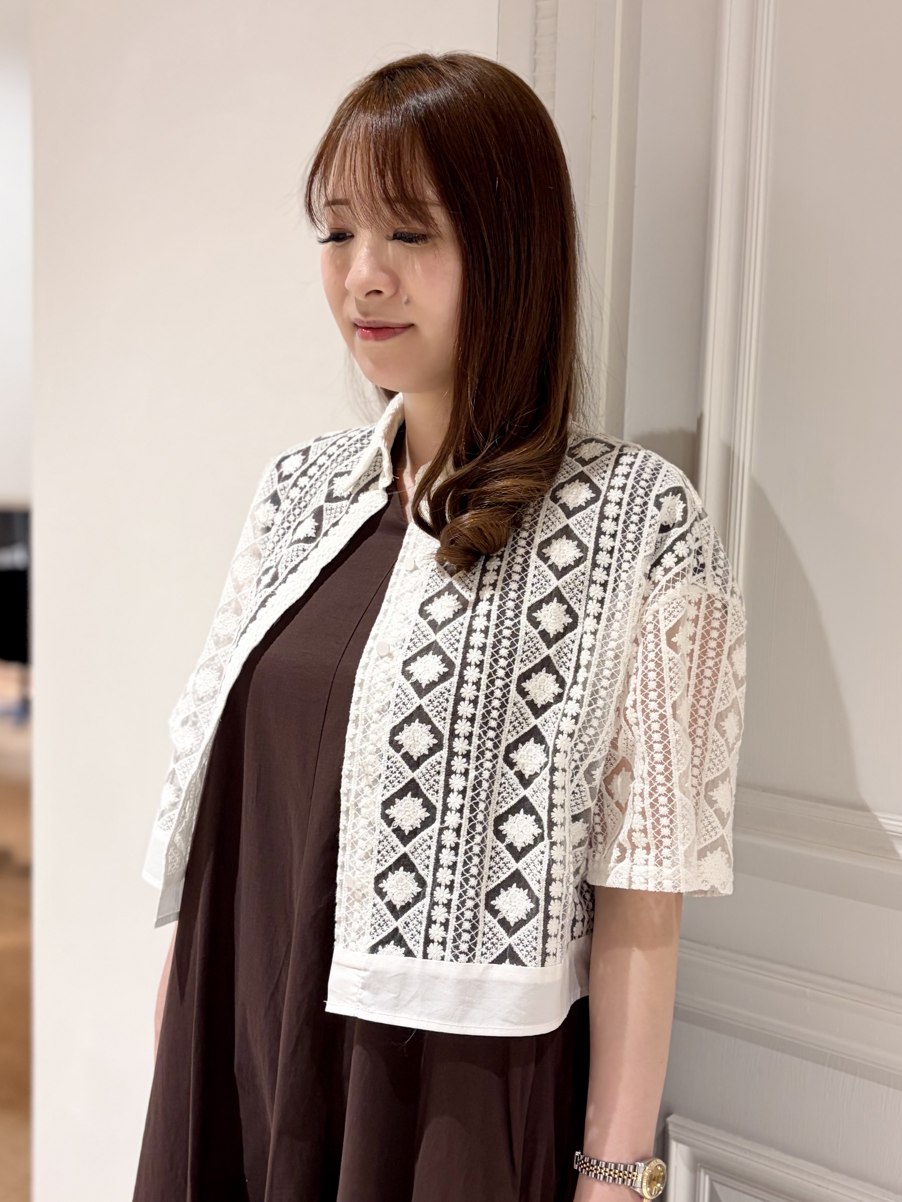 minowaさんの「DRESSTERIOR｜【きれいめ/ウォッシャブル】コットンローンフレンチスリーブワンピ」を使ったコーディネート