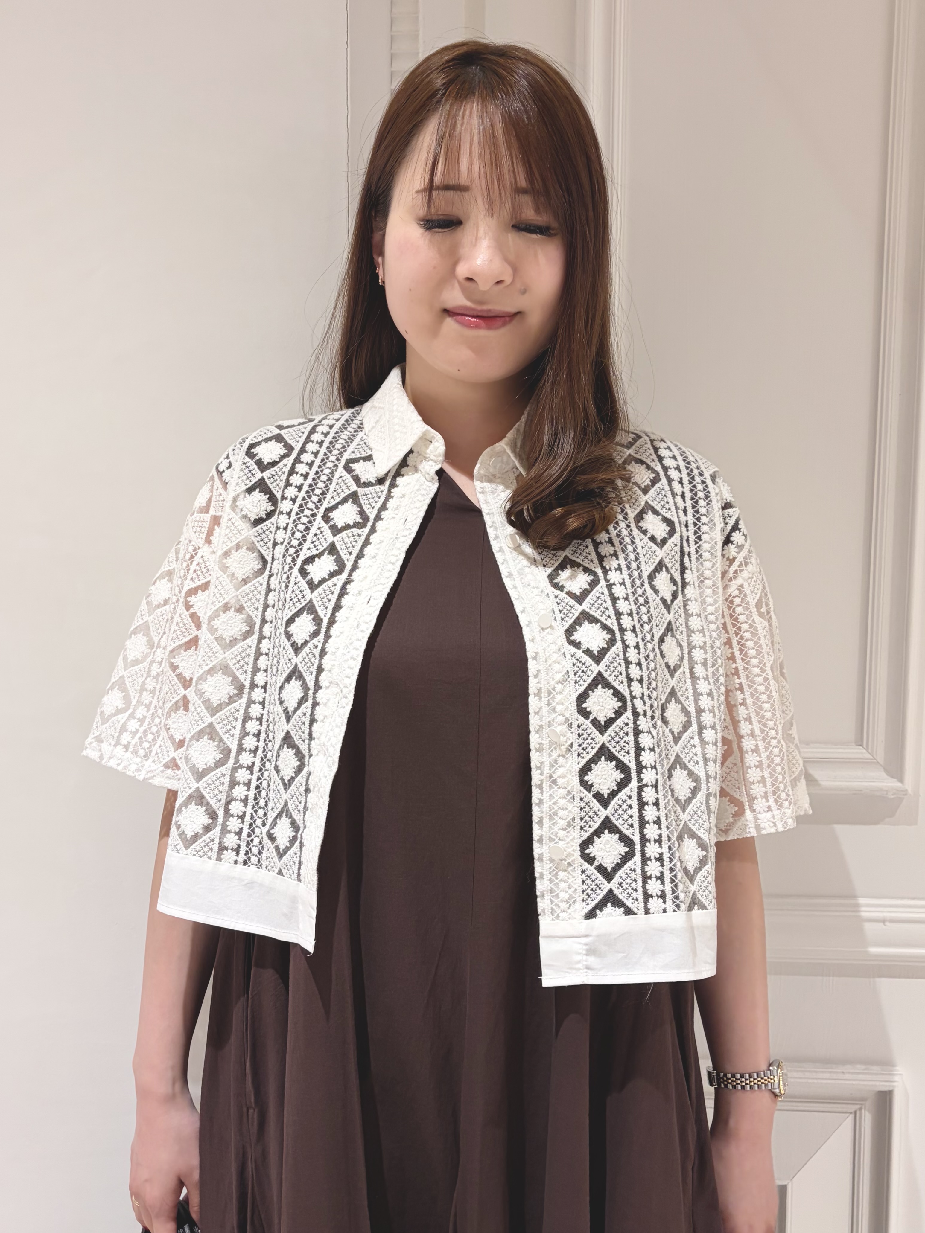 minowaさんの「DRESSTERIOR｜【きれいめ/ウォッシャブル】コットンローンフレンチスリーブワンピ」を使ったコーディネート