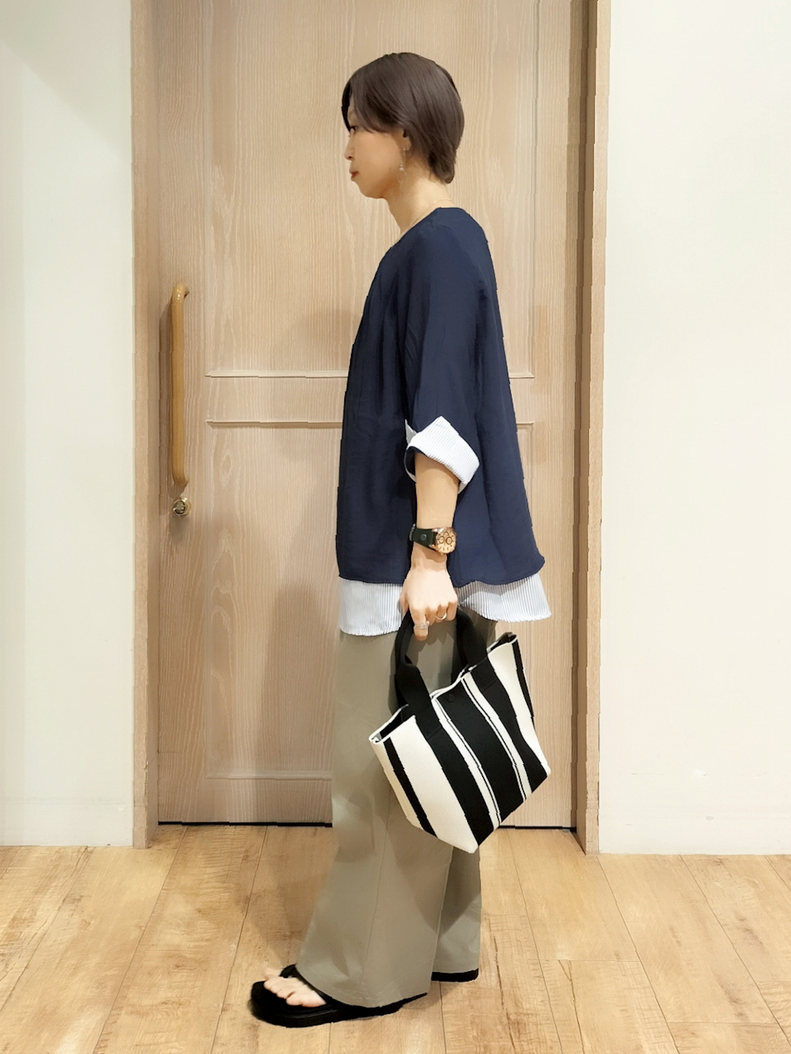 YUKIさんの「SHOO･LA･RUE｜【洗濯機可/体型カバー】1枚でサマ見え 7分袖スラブレイヤード風トップス」を使ったコーディネート