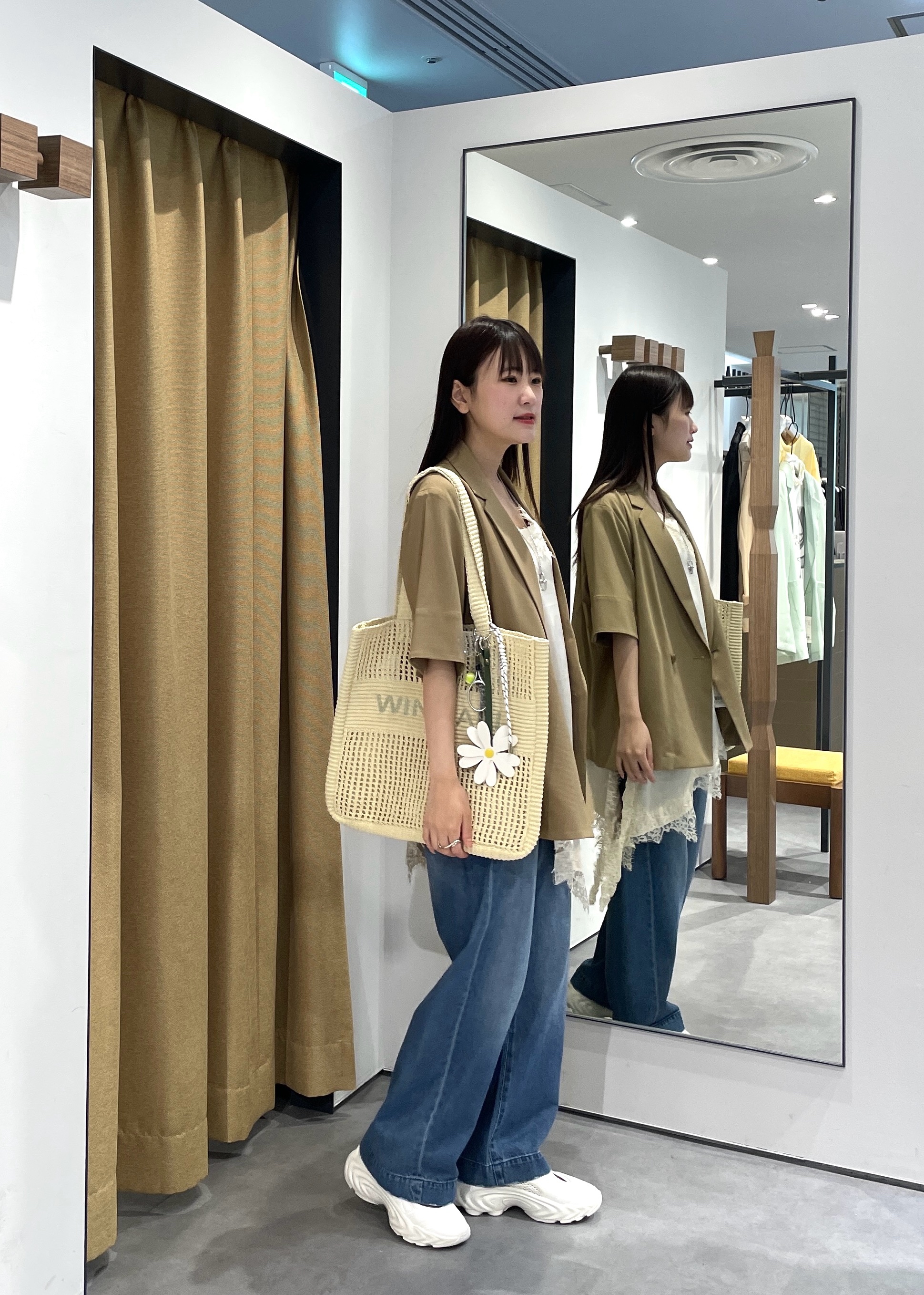 Renoさんの「INDIVI｜Comfy SET UP｜ハーフスリーブジャケット【セットアップ対応／通勤／接触冷感／UVカット】」を使ったコーディネート