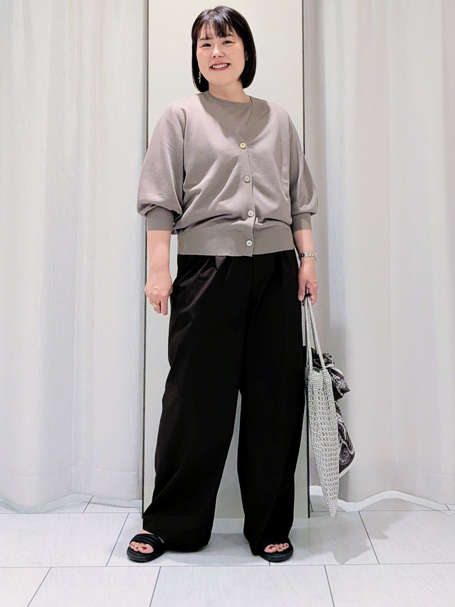 Onumaさんの「UNTITLED｜【アンサンブル可/シアー】リネンエステルカーディガン」を使ったコーディネート