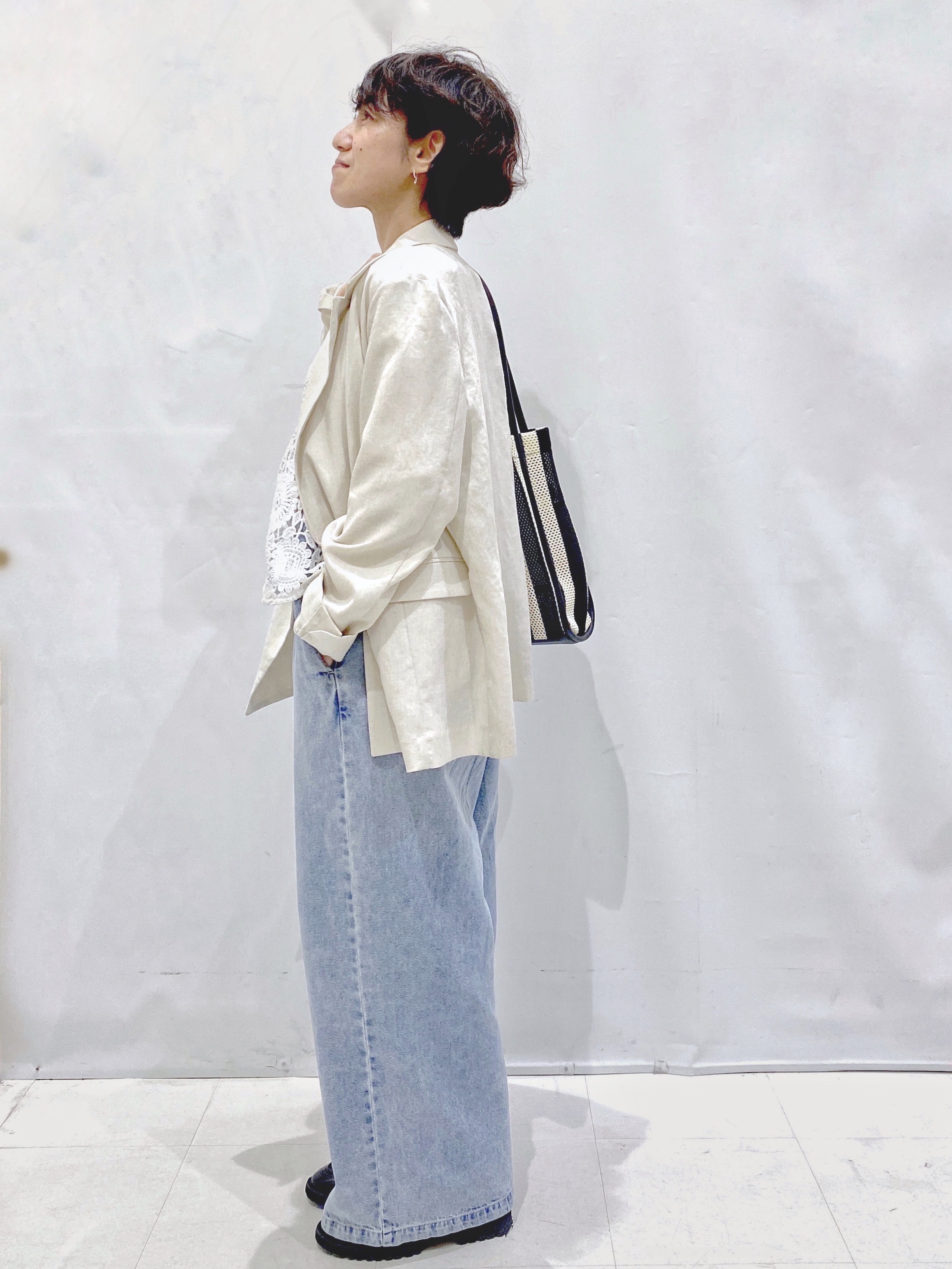 Bonさんの「OPAQUE.CLIP｜【UV／接触冷感】ダブルブレストジャケット《防シワ加工／洗える》」を使ったコーディネート