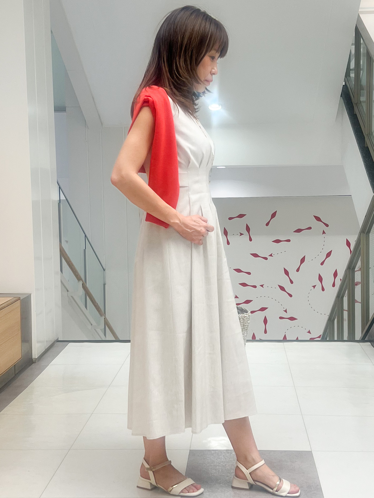 AYAさんの「COUP DE CHANCE｜【手洗い可／日本製】ノースリーブフレアワンピース」を使ったコーディネート