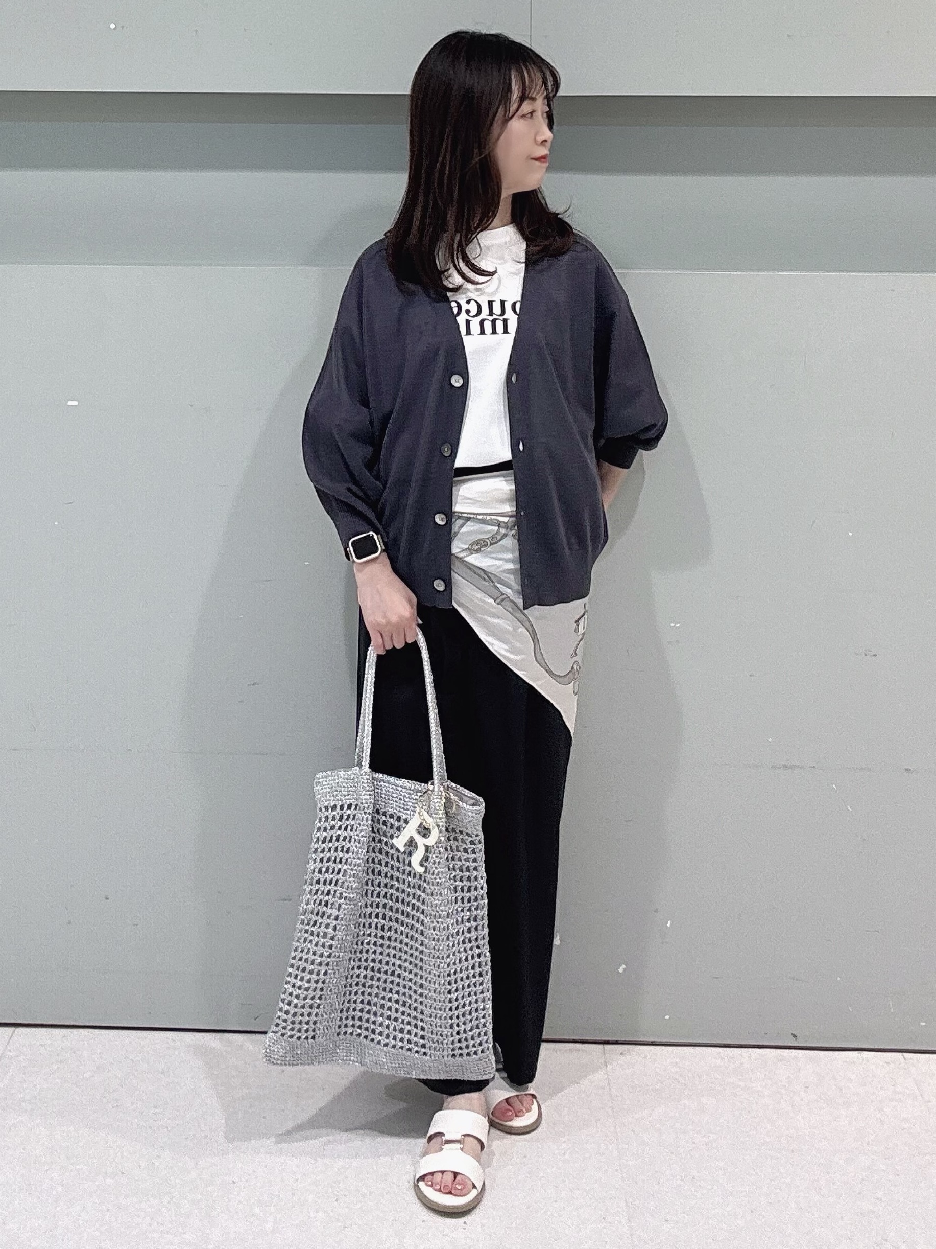 makiさんの「UNTITLED｜【アンサンブル可/シアー】リネンエステルカーディガン」を使ったコーディネート