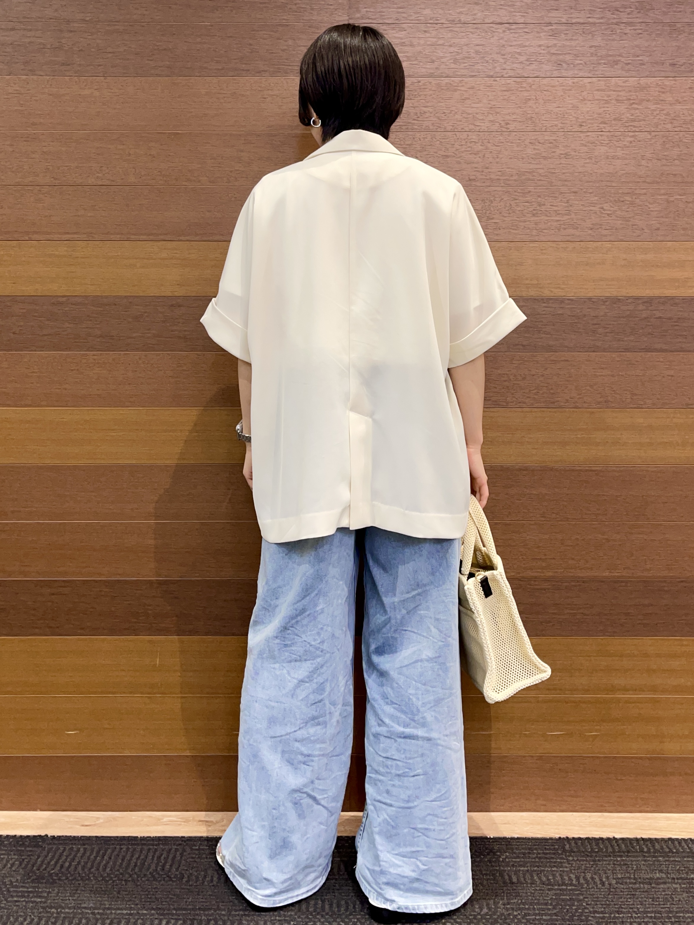 umiさんの「OPAQUE.CLIP｜【接触冷感／吸水速乾／防シワ】リネンライクテーラードジャケット《洗濯機OK》」を使ったコーディネート