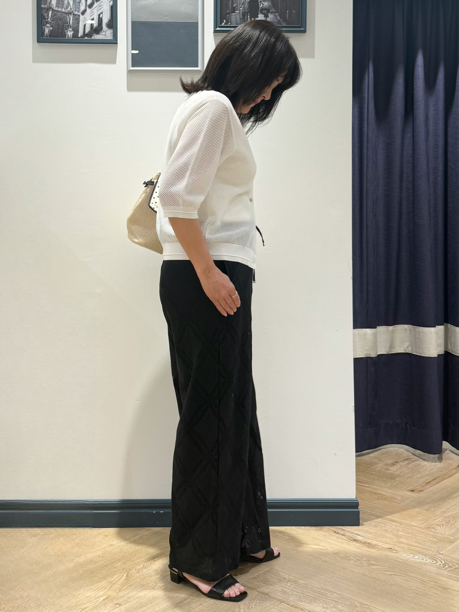Lilyさんの「grove｜【洗える】透けない、大人のメッシュカーディガン」を使ったコーディネート