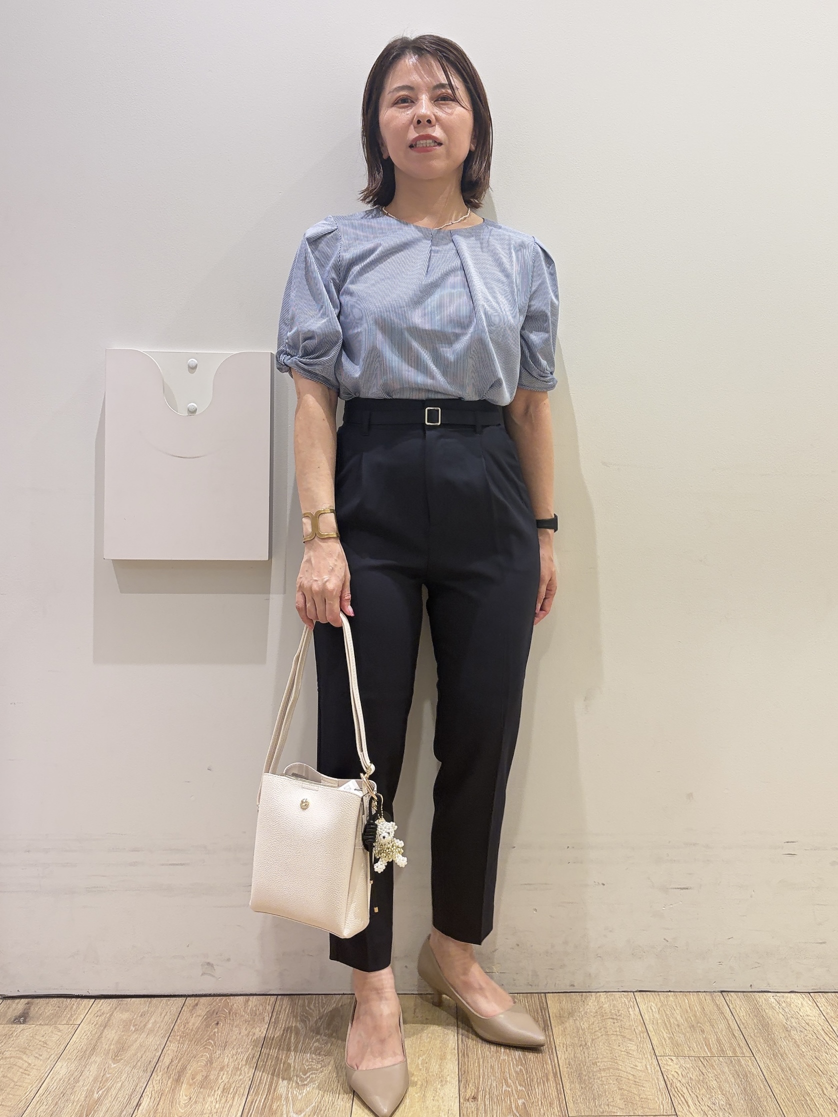 YUKOさんの「index｜【吸水速乾】ストライプ調デザインスリーブトップス《洗濯機OK》」を使ったコーディネート